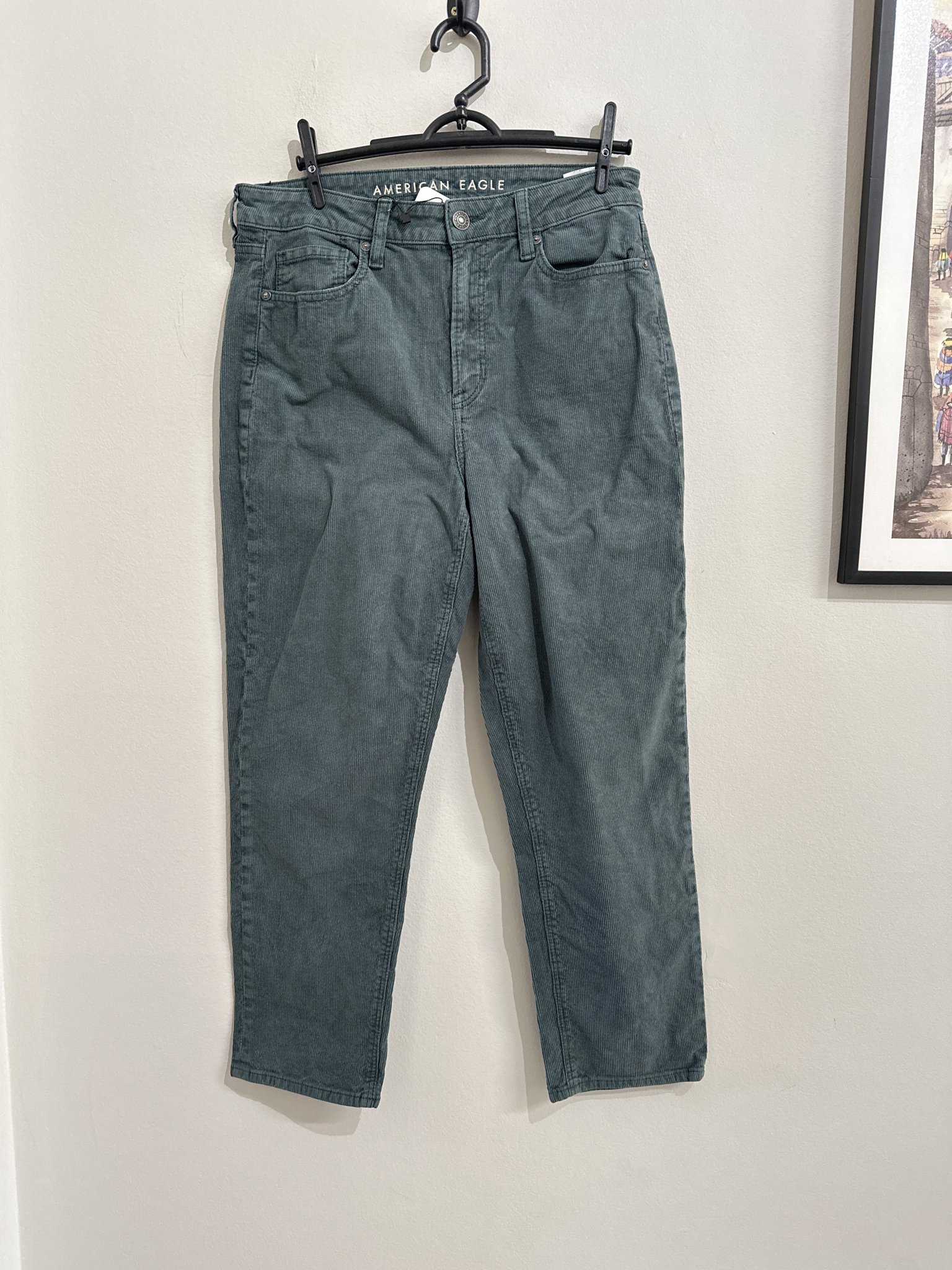 Calça verde de veludo cotelê American Eagle - P