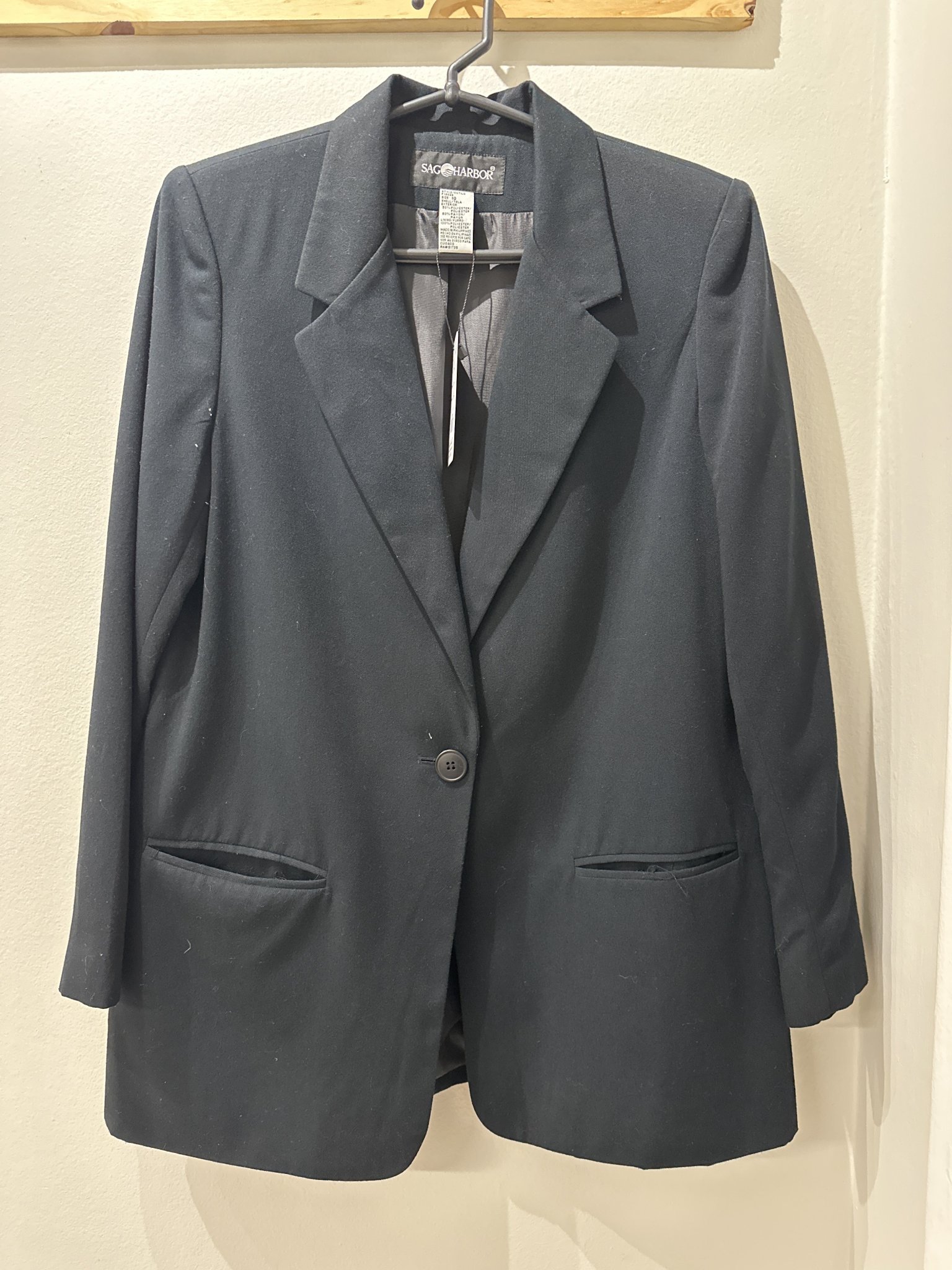 Blazer preto fecho de um botão Sag Harbor - 40