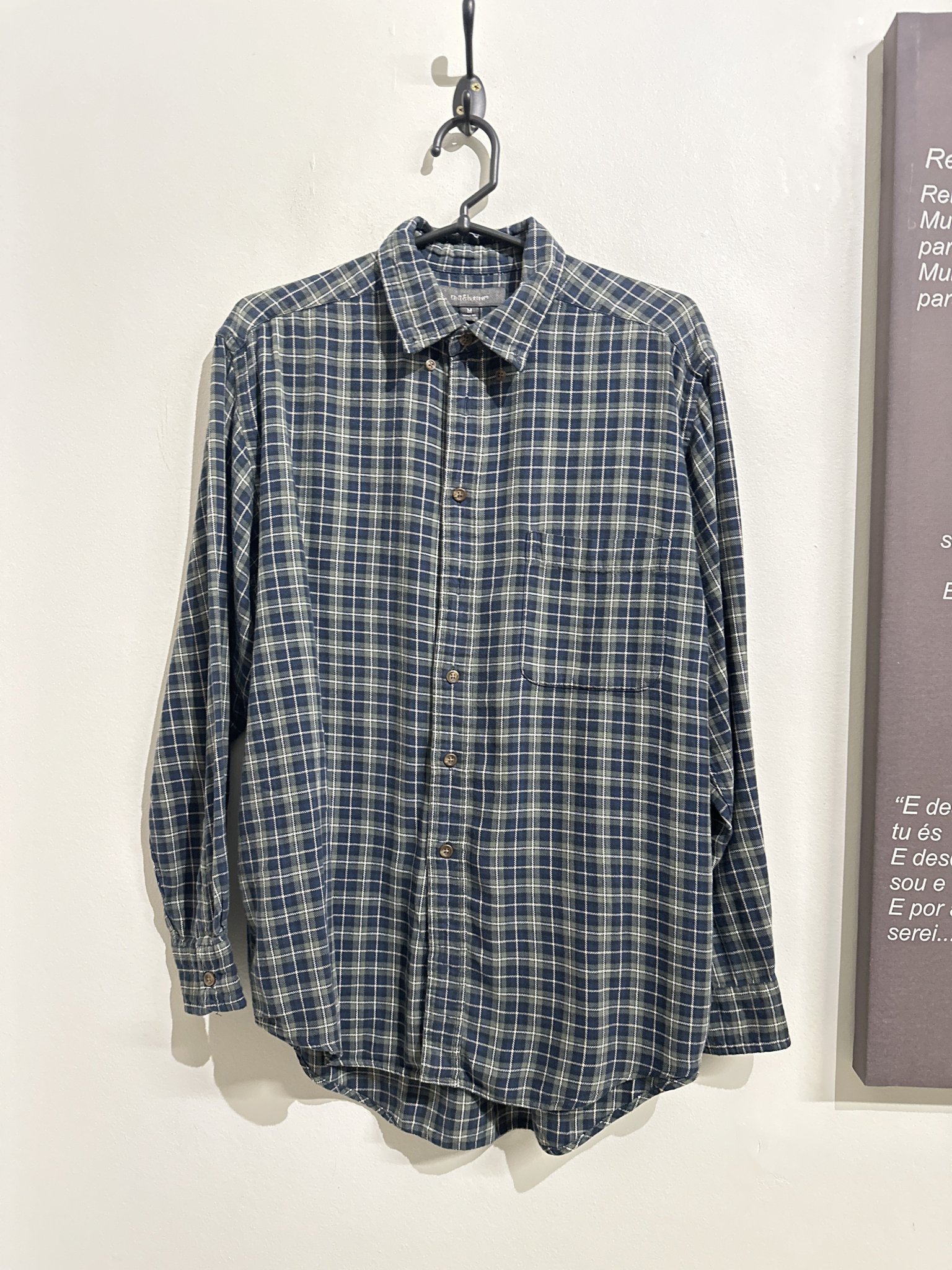 Camisa xadrez verde escuro m/longa Croft & Barrow de algodão - M