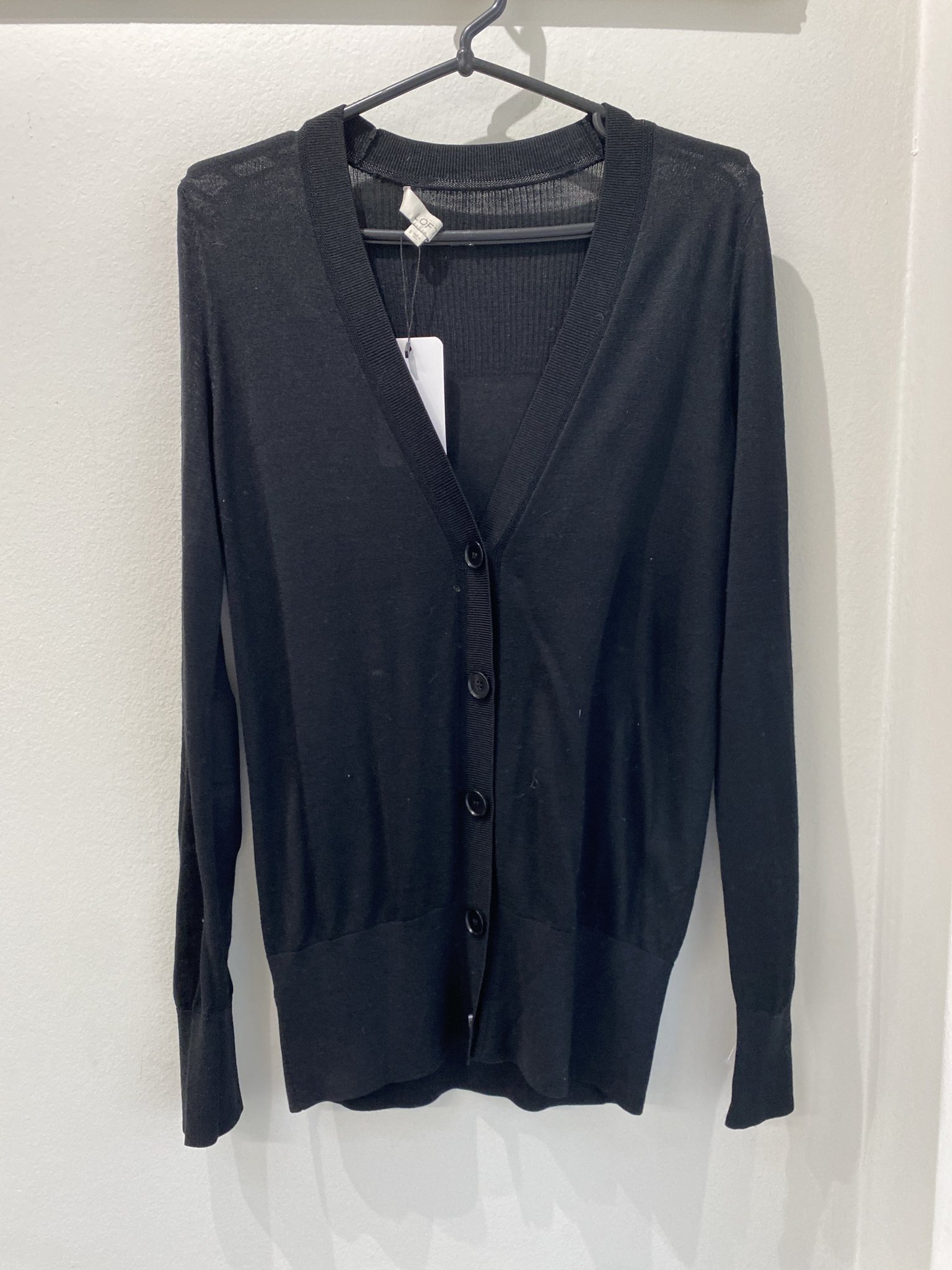 Cardigan preto de botões m/longa Loft - P