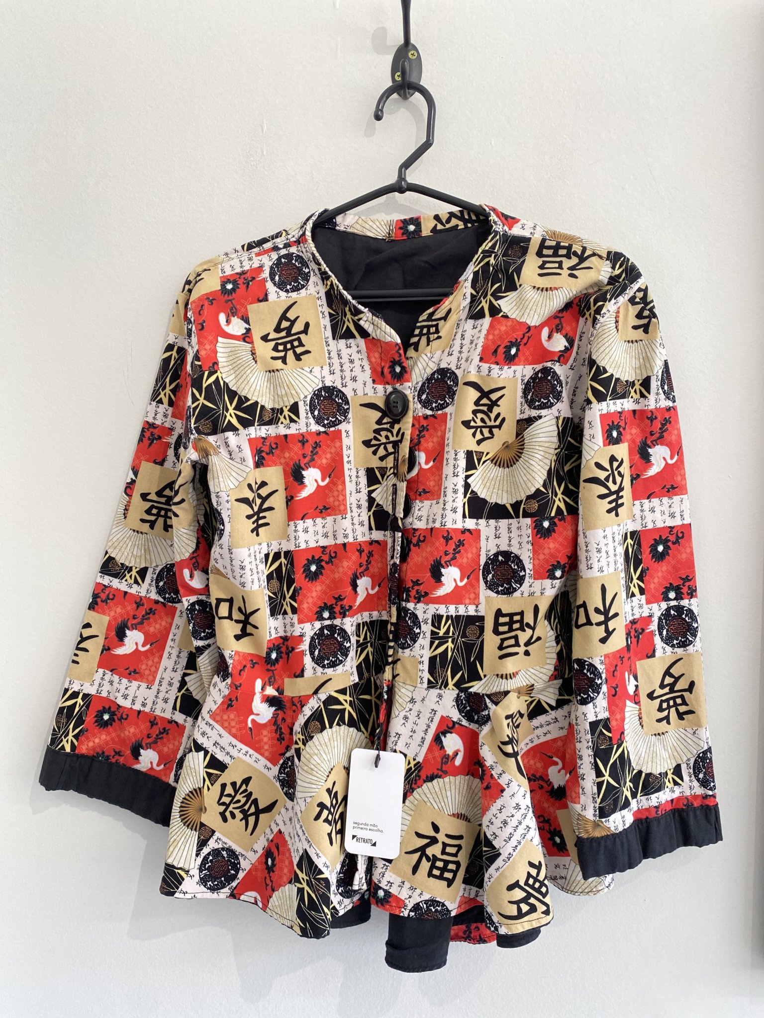 Jaqueta estampa oriental sem marca - M