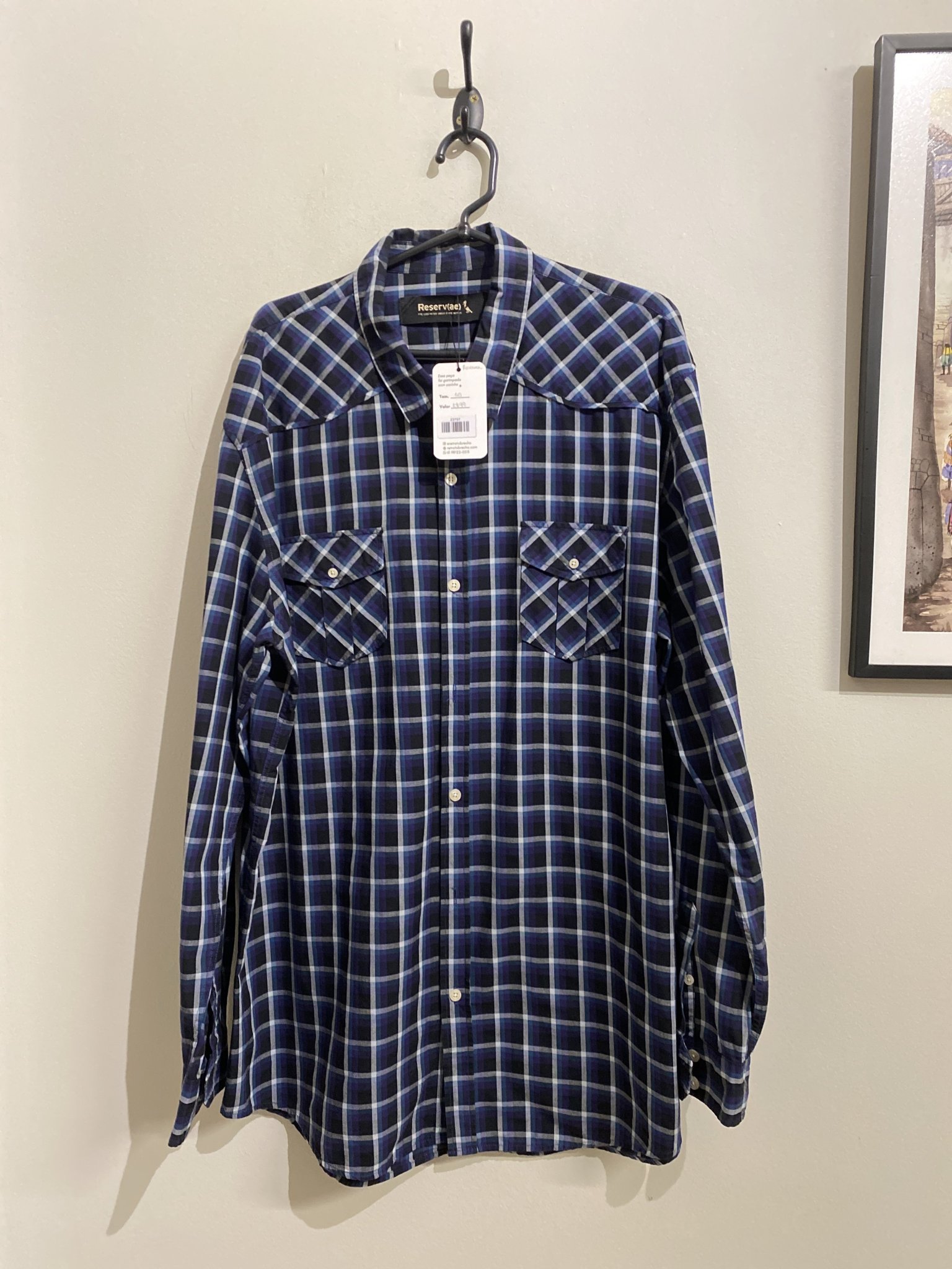Camisa quadriculada azul e preto Reserva - GG