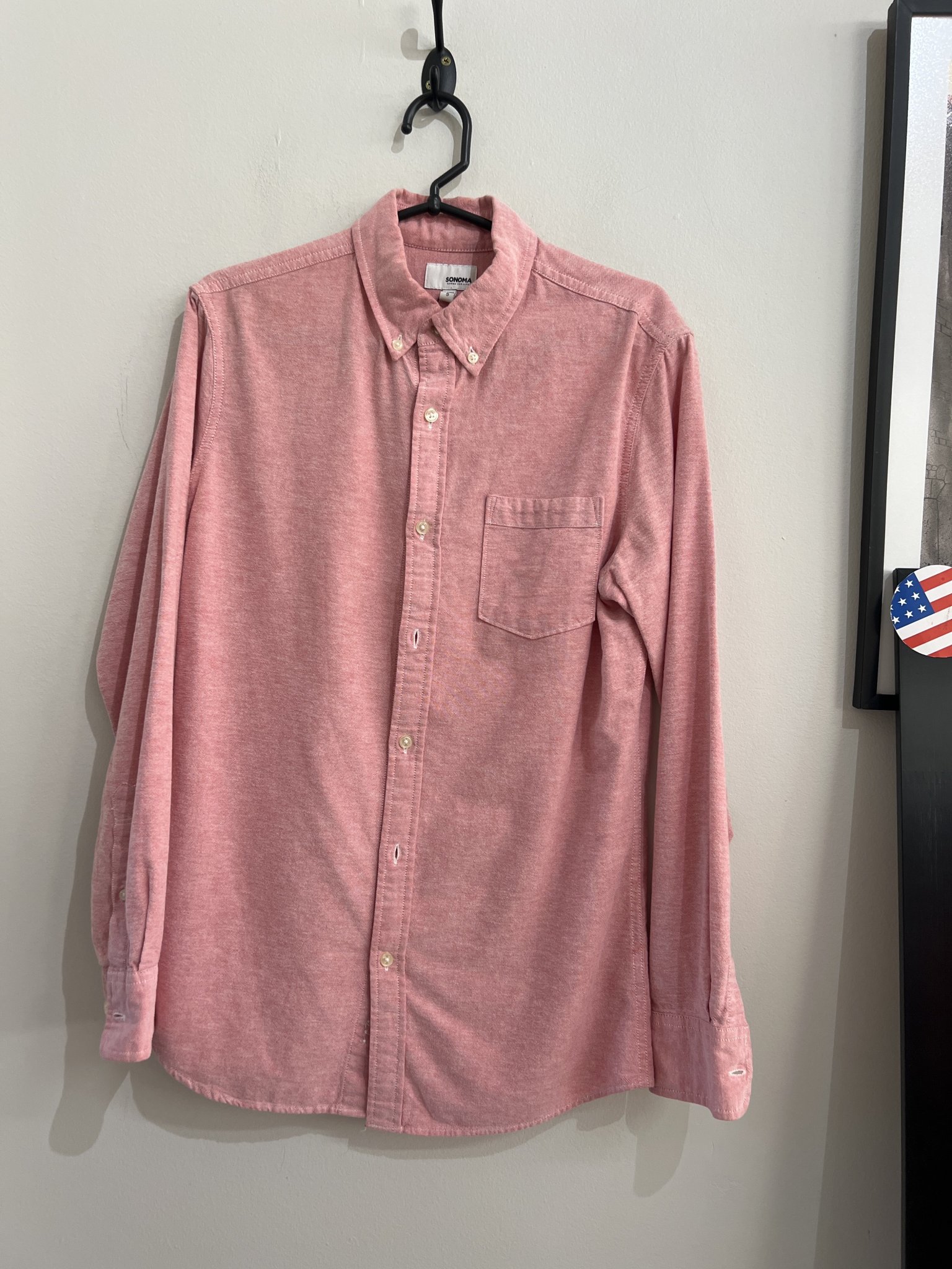 Camisa vermelha mescla m/longa Sonoma de algodão - P