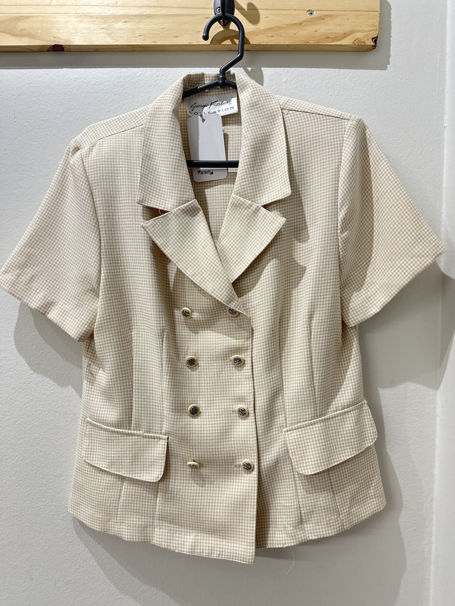 Blazer pied poule off white e bege m/curta fecho de botões duplos Giorgio Fiorliri - 40
