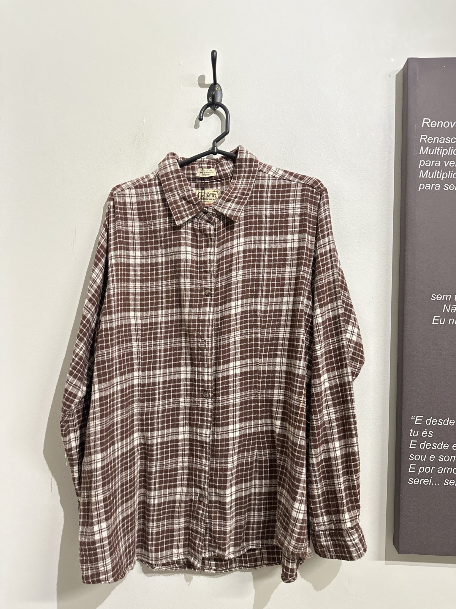 Camisa xadrez marrom m/longa Schimidt de algodão - GG
