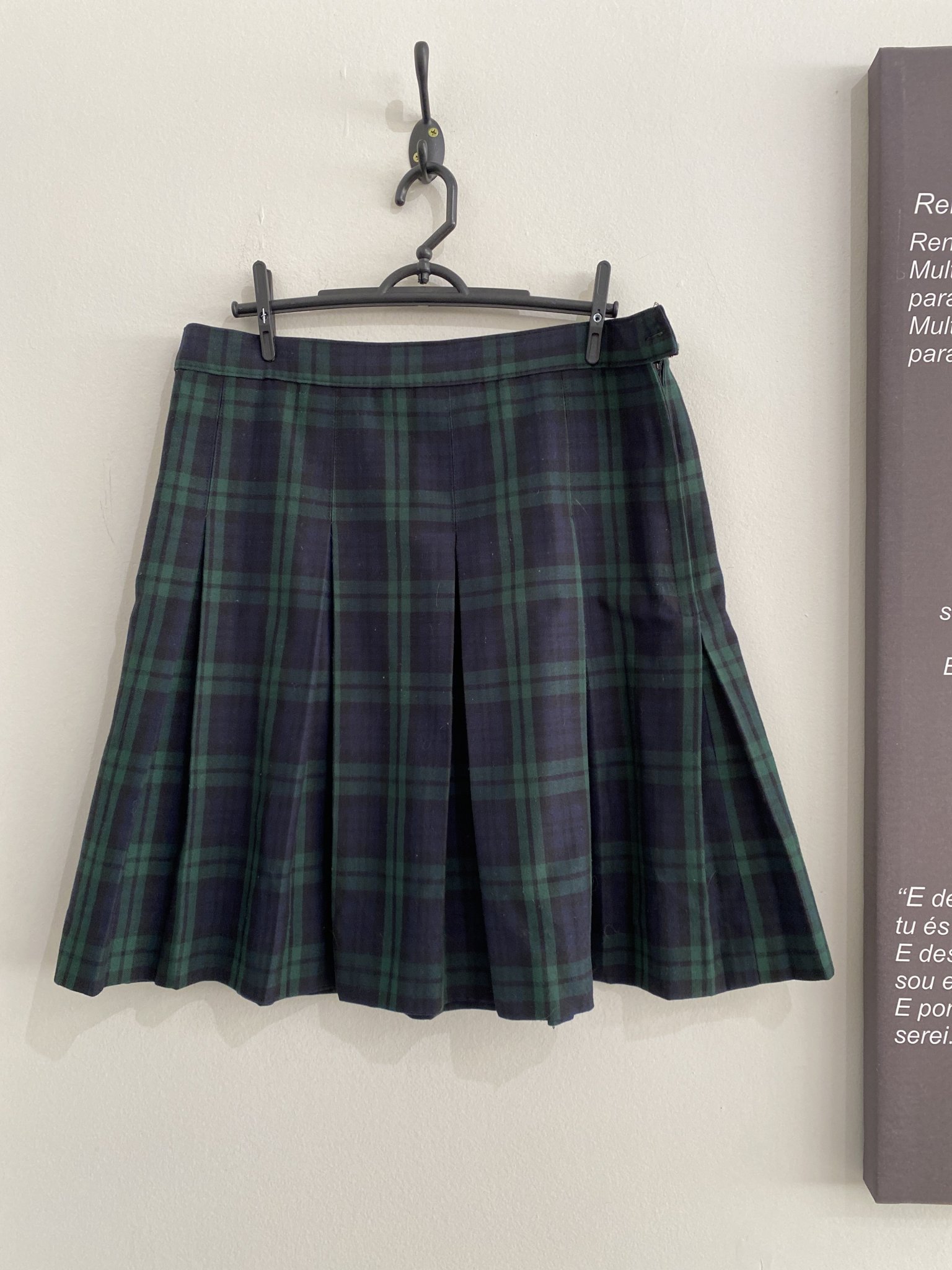 Saia de pregas xadrez verde e azul School - 42
