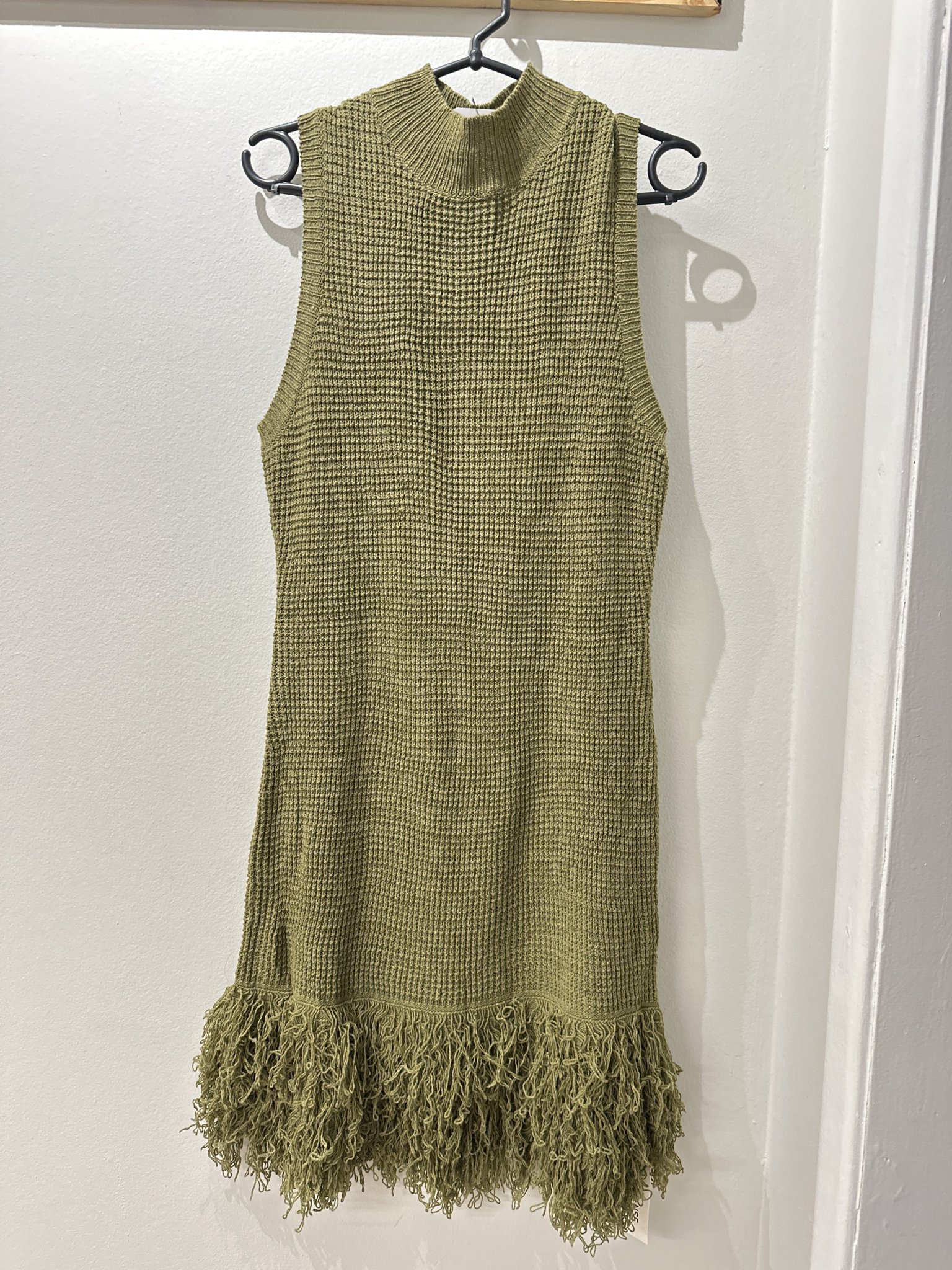Vestido verde oliva s/manga Commense de tricot - P