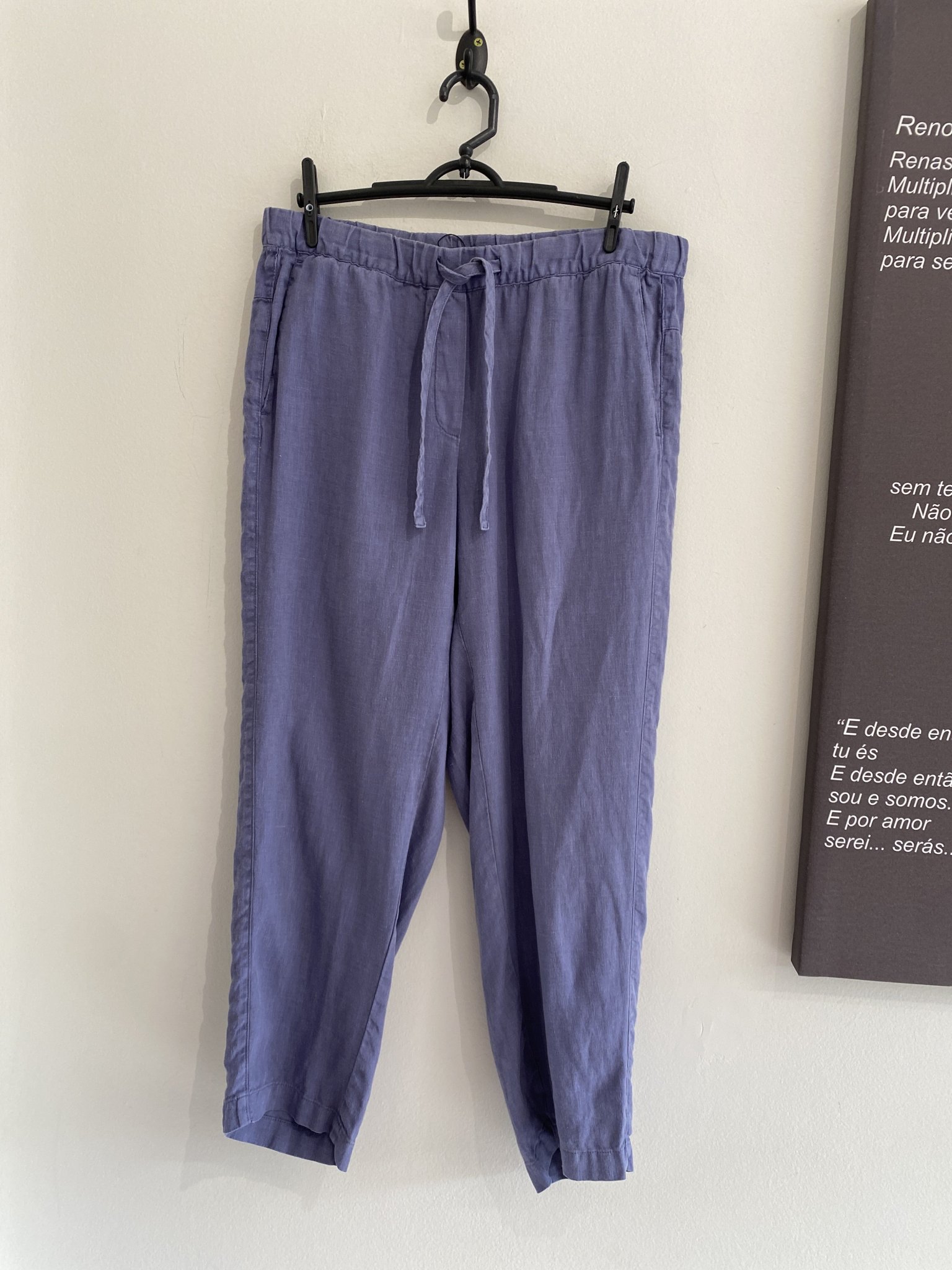 Calça azul de cintura regulavel Pure Jill de linho - P