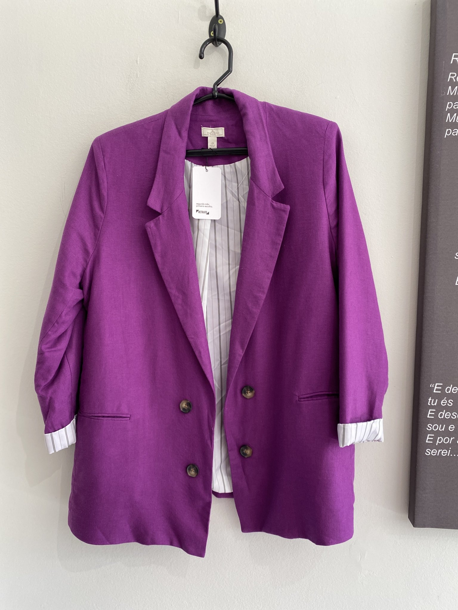 Blazer roxo de botões duplos Jules & Leopold de linho e poliester - G