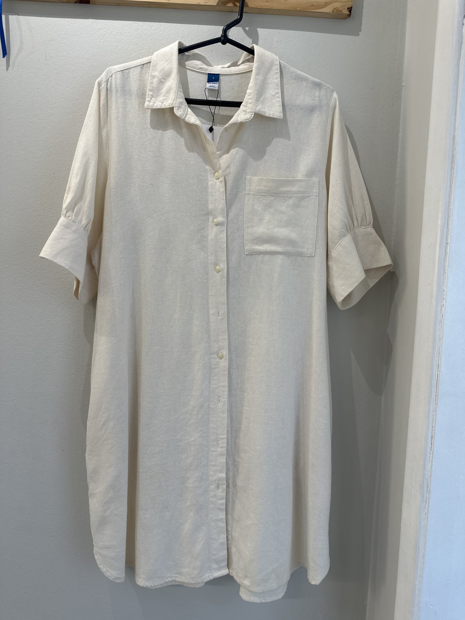 Vestido chemise off white m/curta Old Navy - G