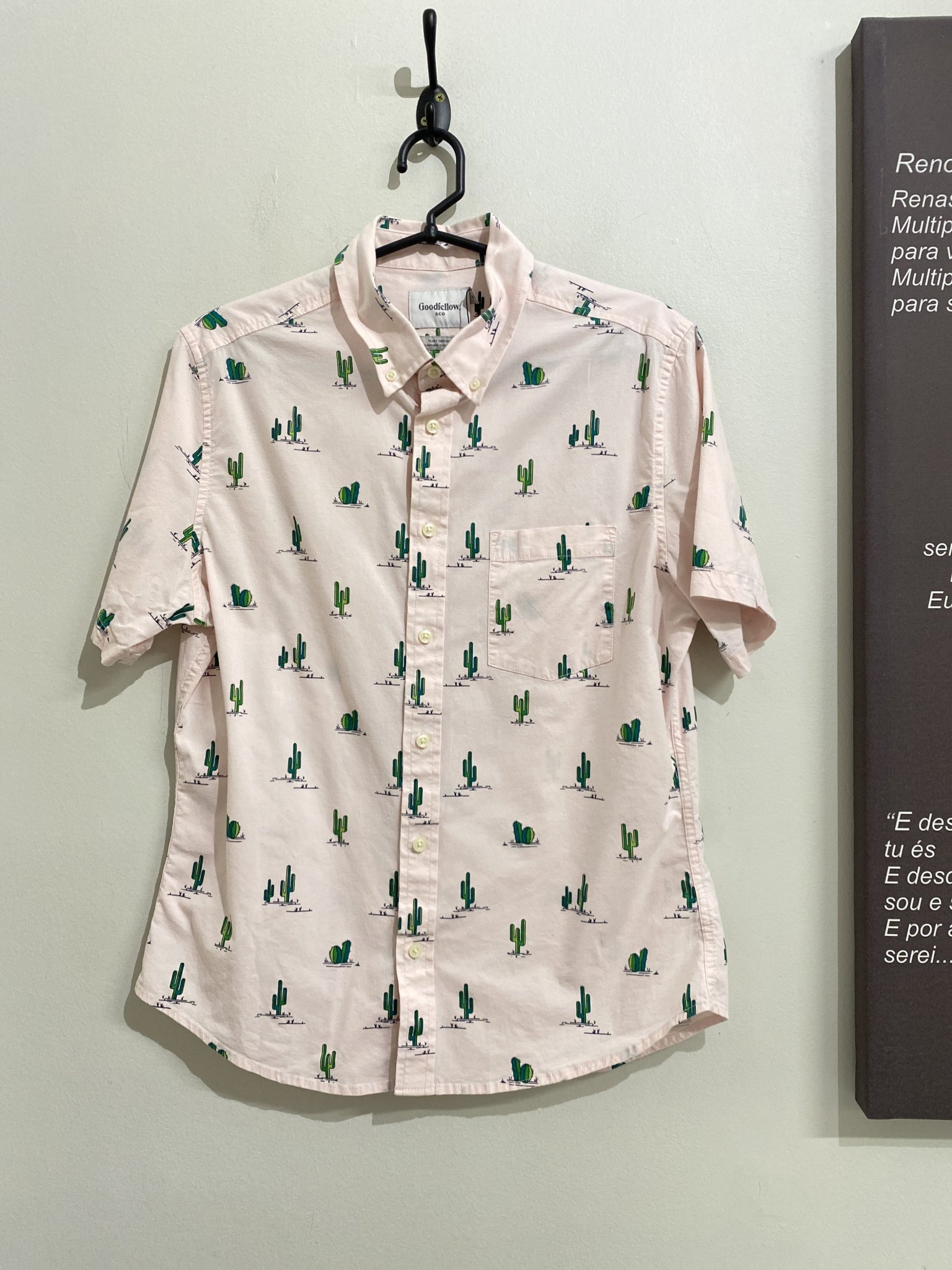 Camisa rosa estampa de cacto m/curta Goodiefellow de algodão - M