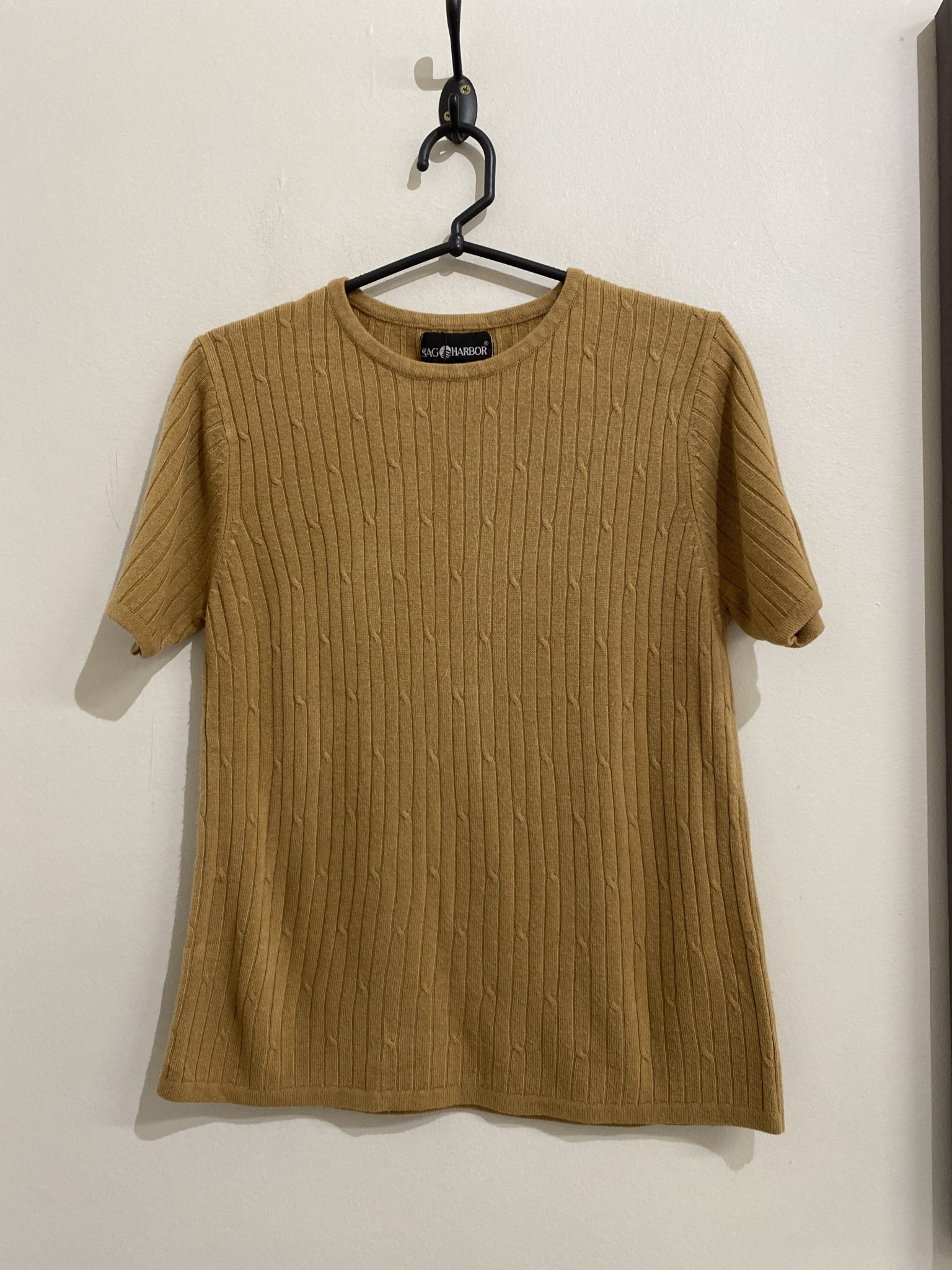 Blusa cappuccino canelada m/curta de tricot Sag Harbor - M