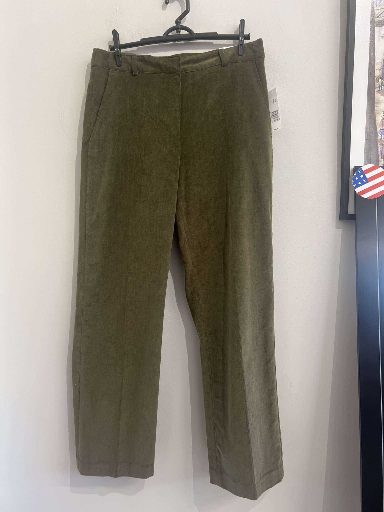 Calça verde oliva de camurça Kim Rogers - P