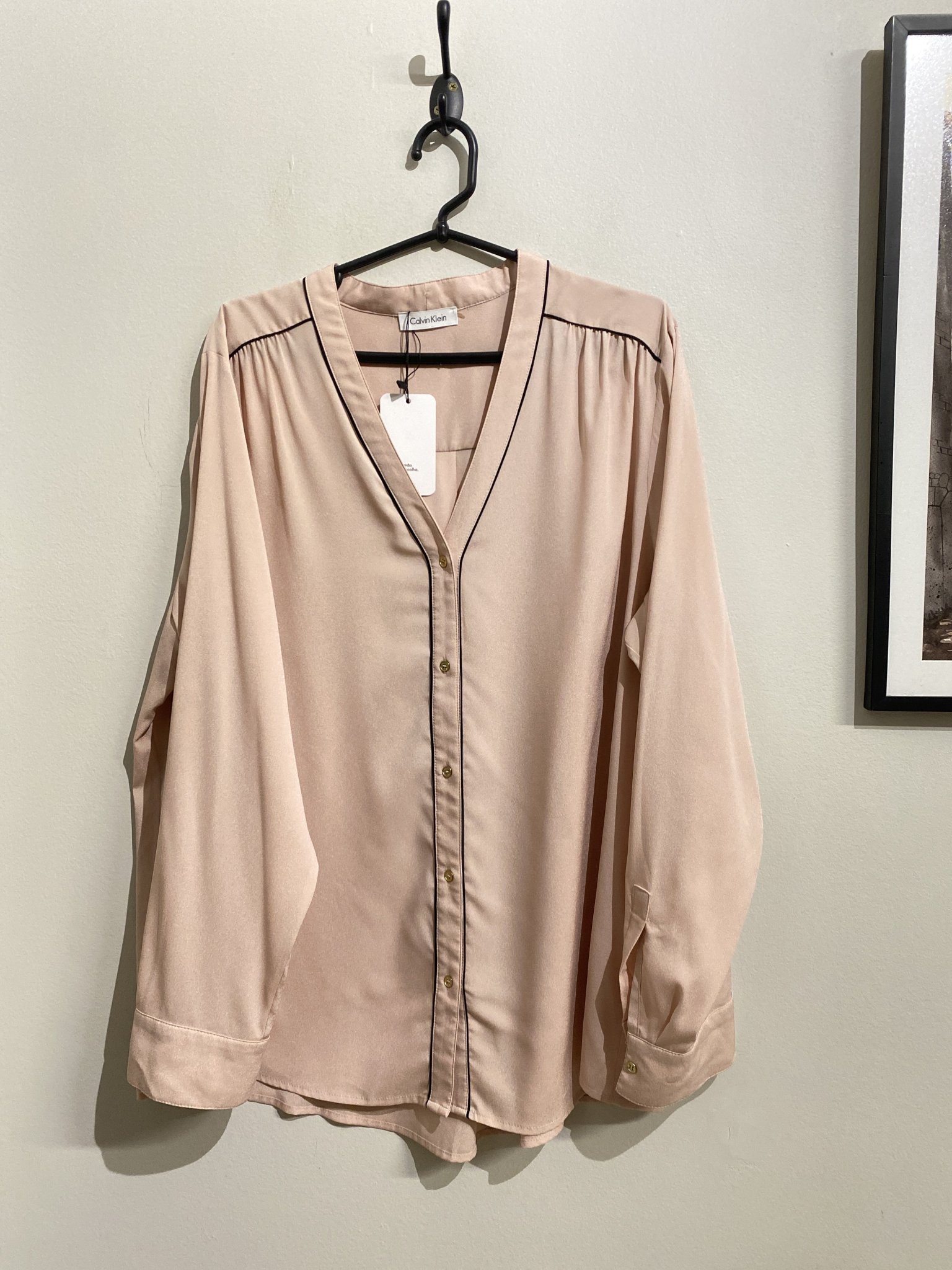 Blusa rose de botões dourados m/longa Calvin Klein - GG
