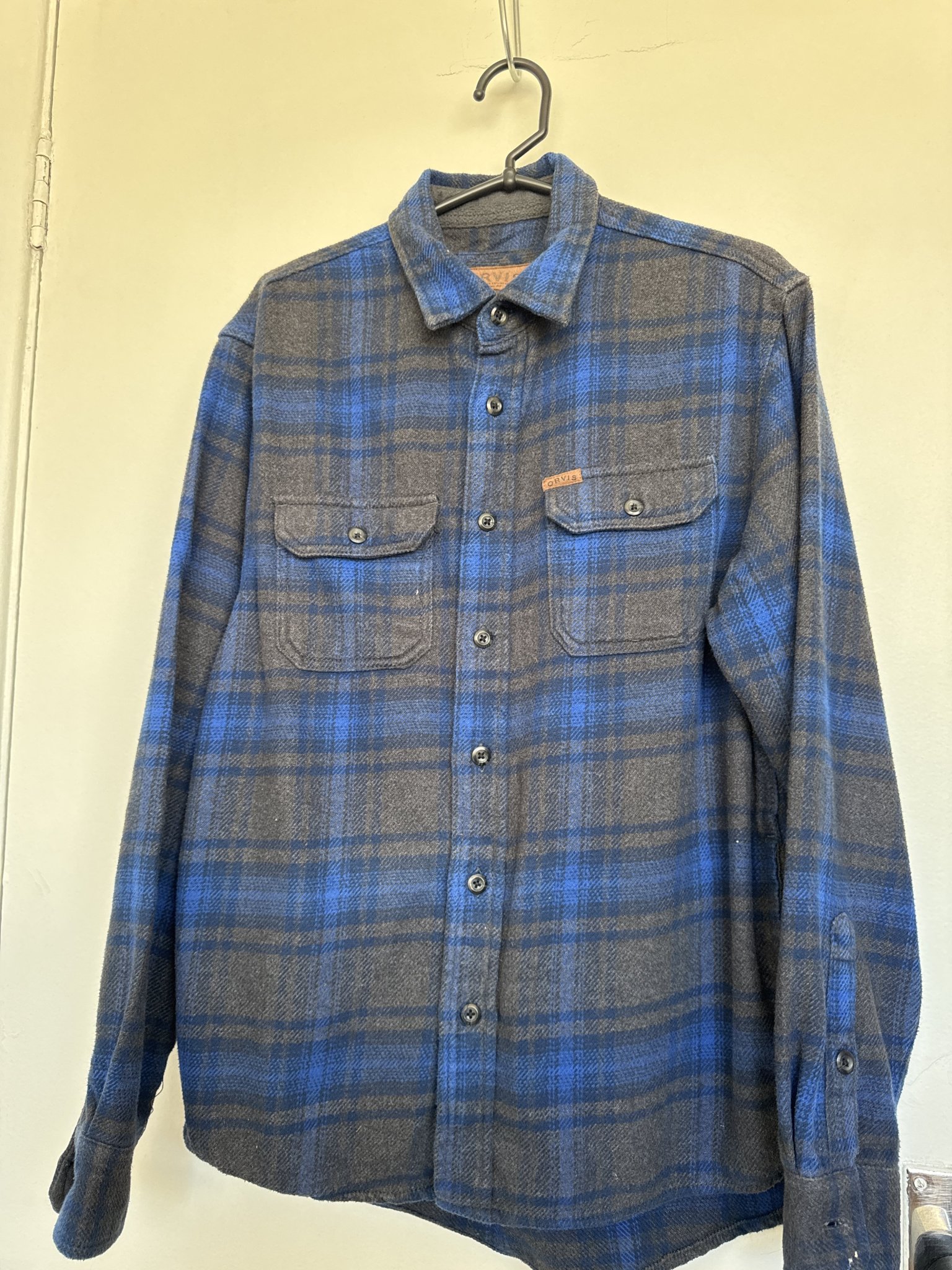 Camisa xadrez azul escuro m/longa Orvis - P