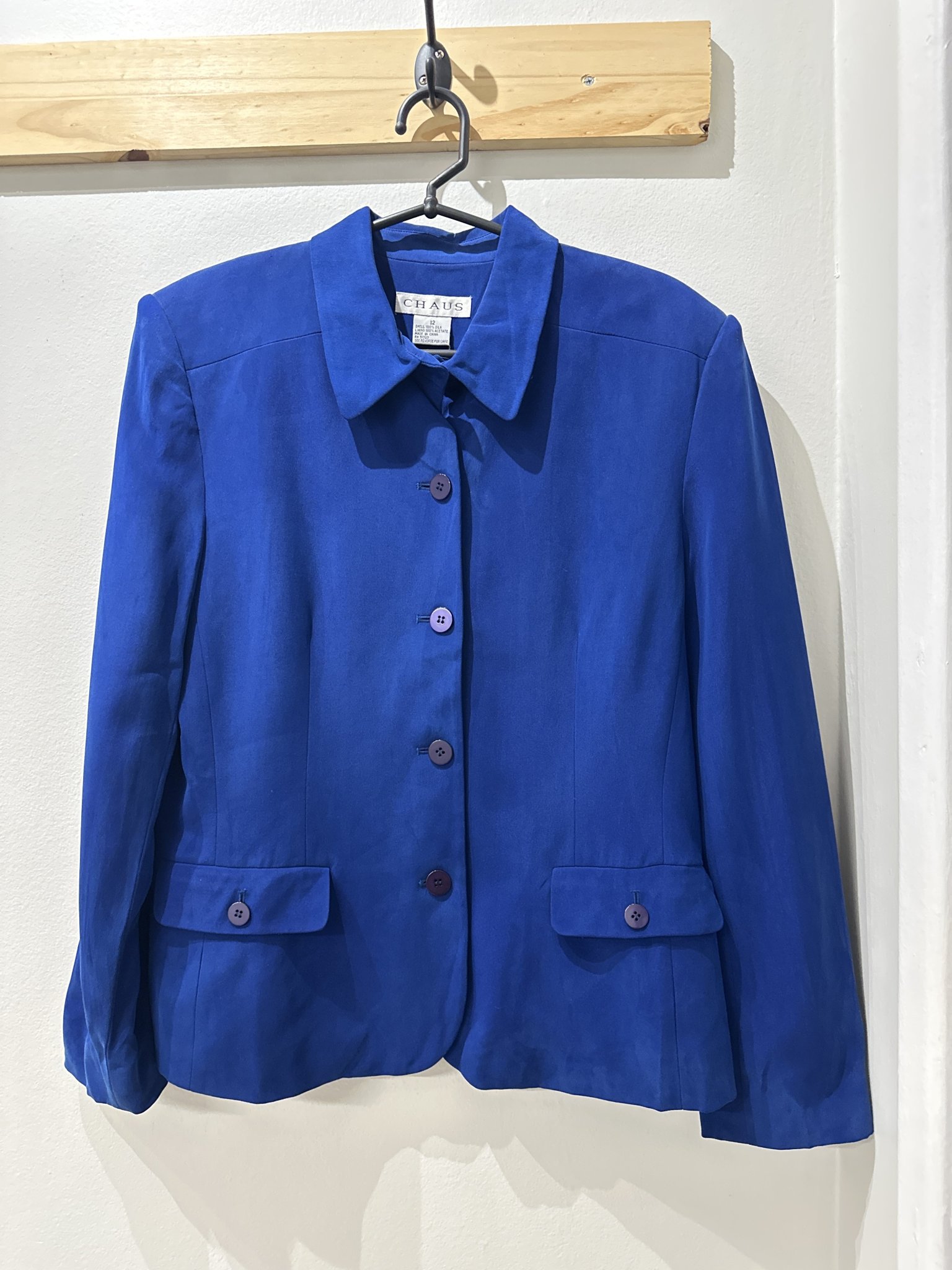 Blazer azul royal Ralph Lauren de seda suede - 42