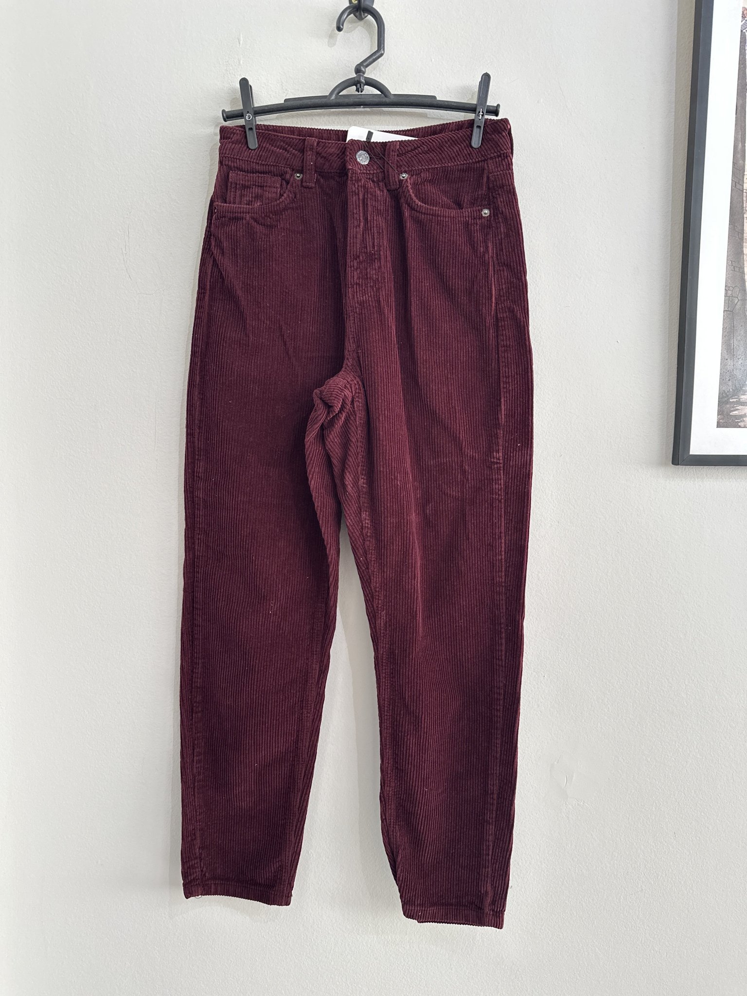 Calça borrdô de veludo cotelê Top Shop - P
