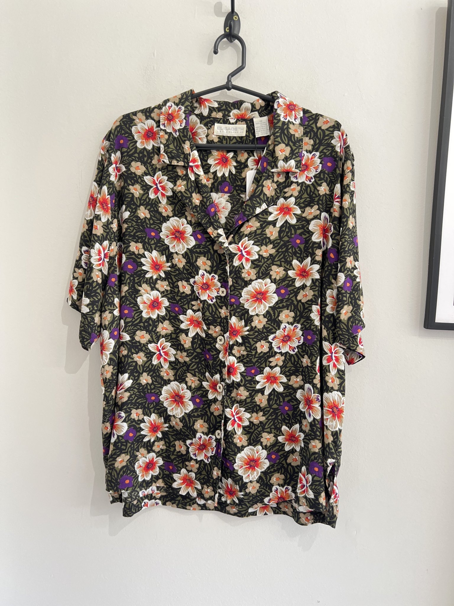 Camisa verde estampa floral manga 7/8 Liz Claiborne de viscose - 46