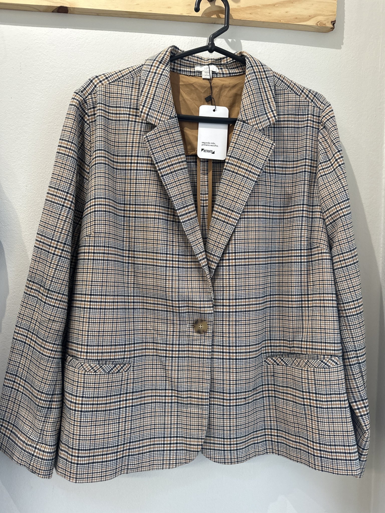 Blazer xadrez preto e camel J. Jill - G