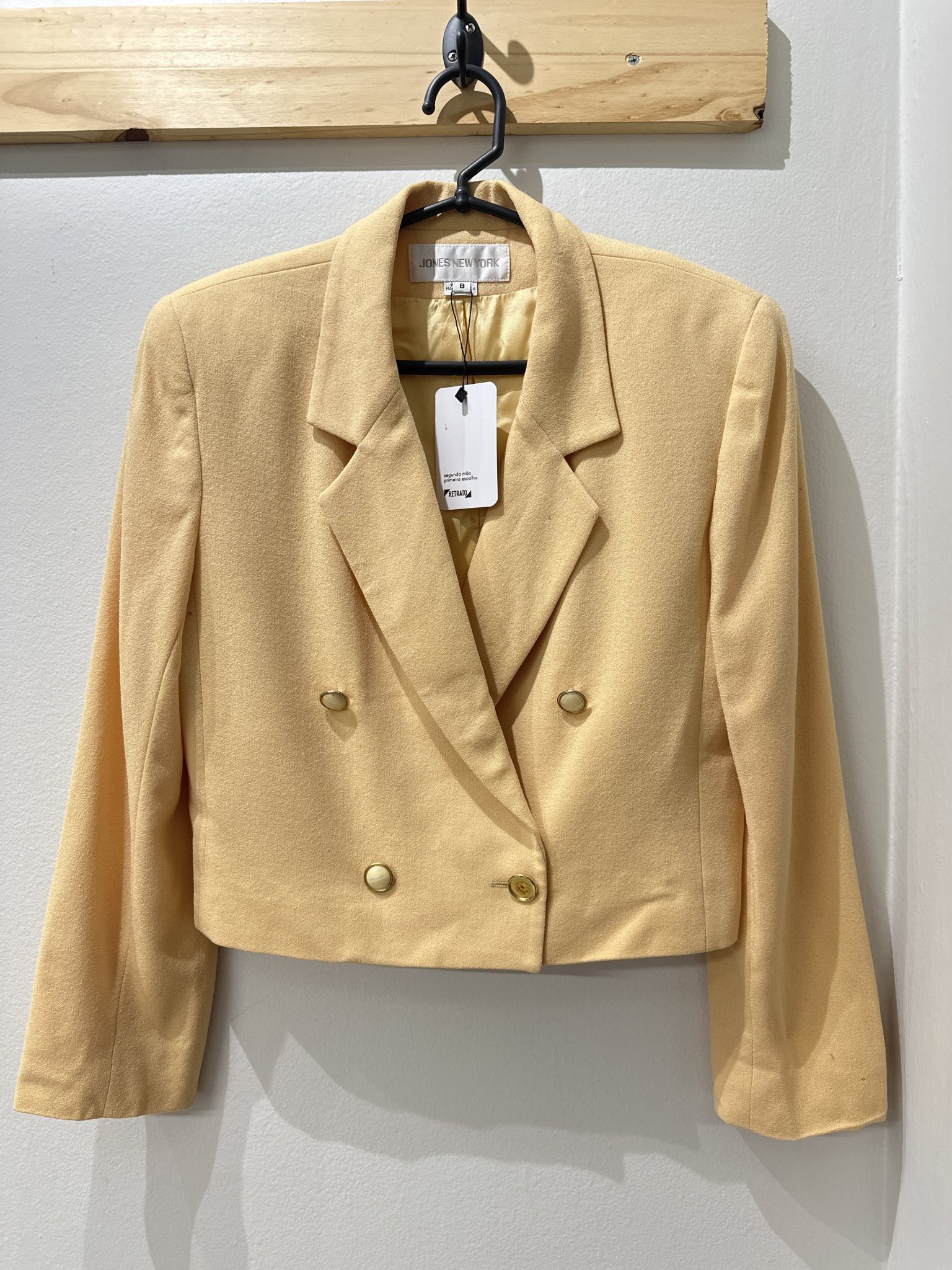 Blazer curto amarelo fecho duplo botões Jones New York  de lã - 38