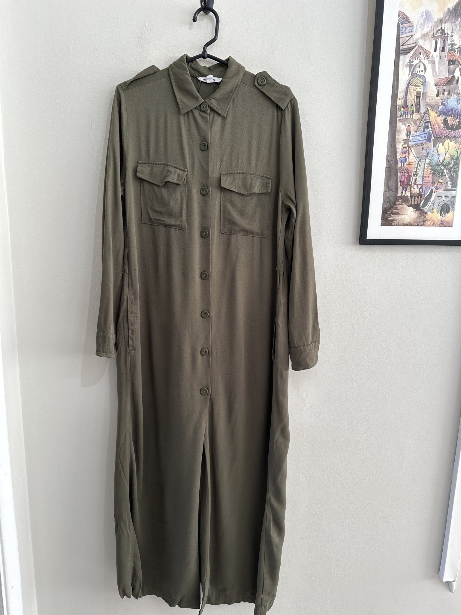 Vestido chemise longo cargo verde oliva m/longa BB Dakota - P tamanho P - foto principal
