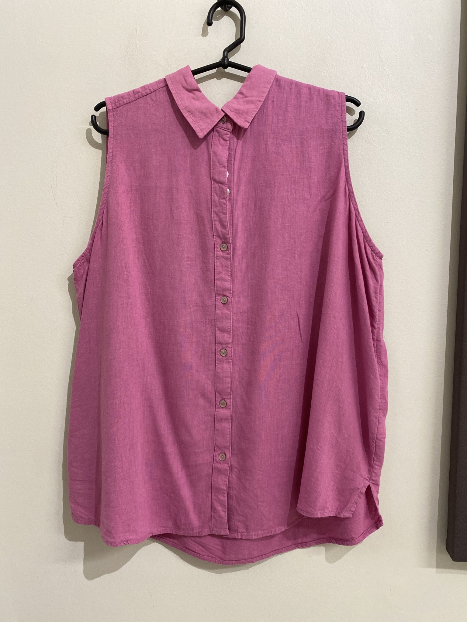 Camisa rosa s/manga Croft & Barrow de linho e viscose - GG