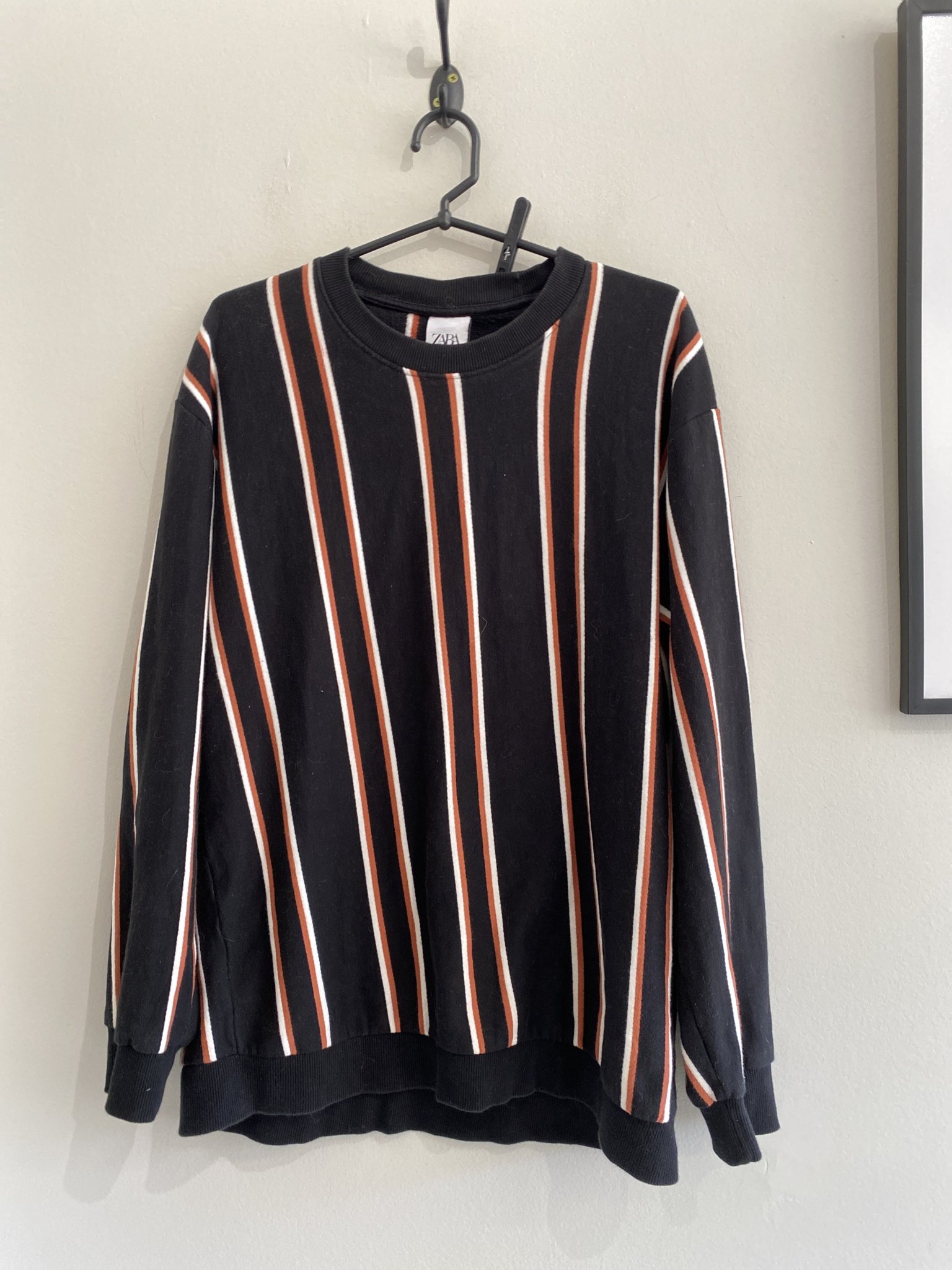 Blusa moletom m/longa listras Zara algodão e poli - GG