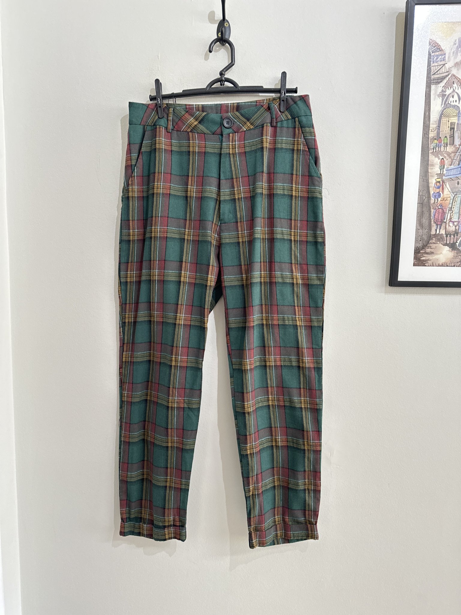 Calça xadrez verde s/marca - P