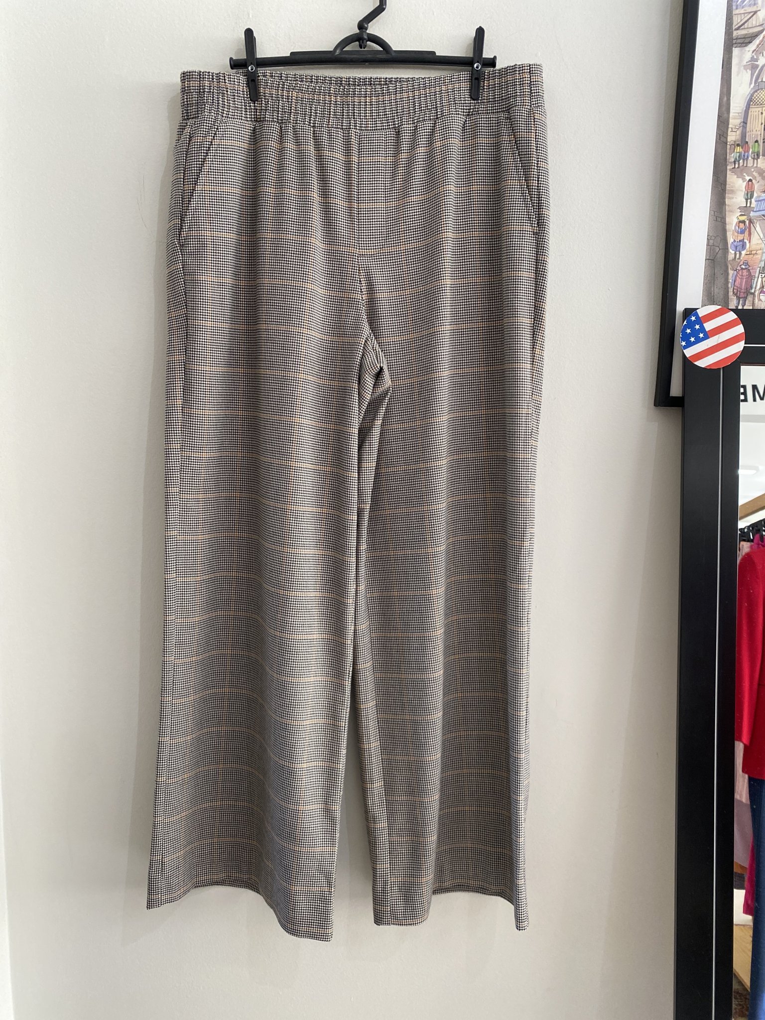 Calça pantalona xadrez pied poule P&B Time and Tru de cintura regulavel - 42