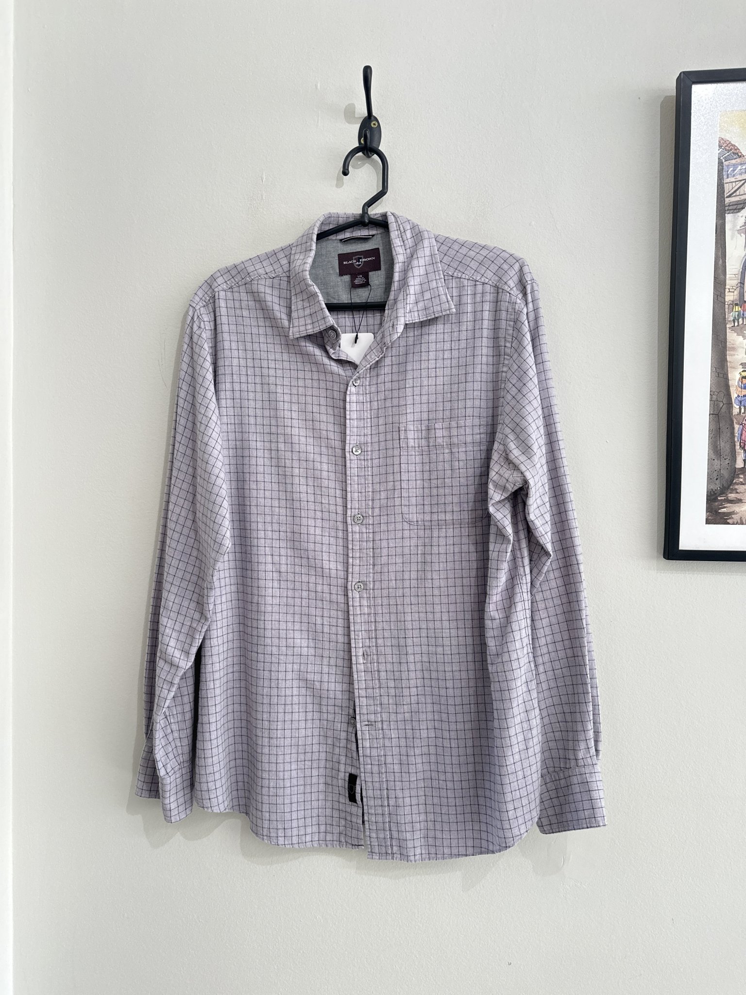 Camisa quadriculada cinza m/longa Black Brown de algodão - G preto, cinza tamanho G - foto principal
