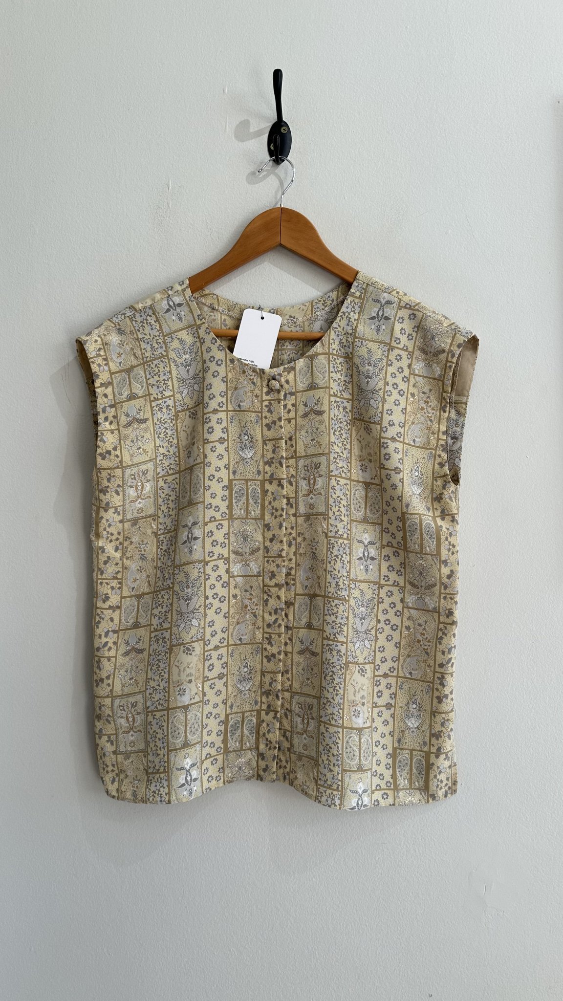 Blusa creme estampa floral s/manga vintage s/marca - M Bege tamanho M - foto principal
