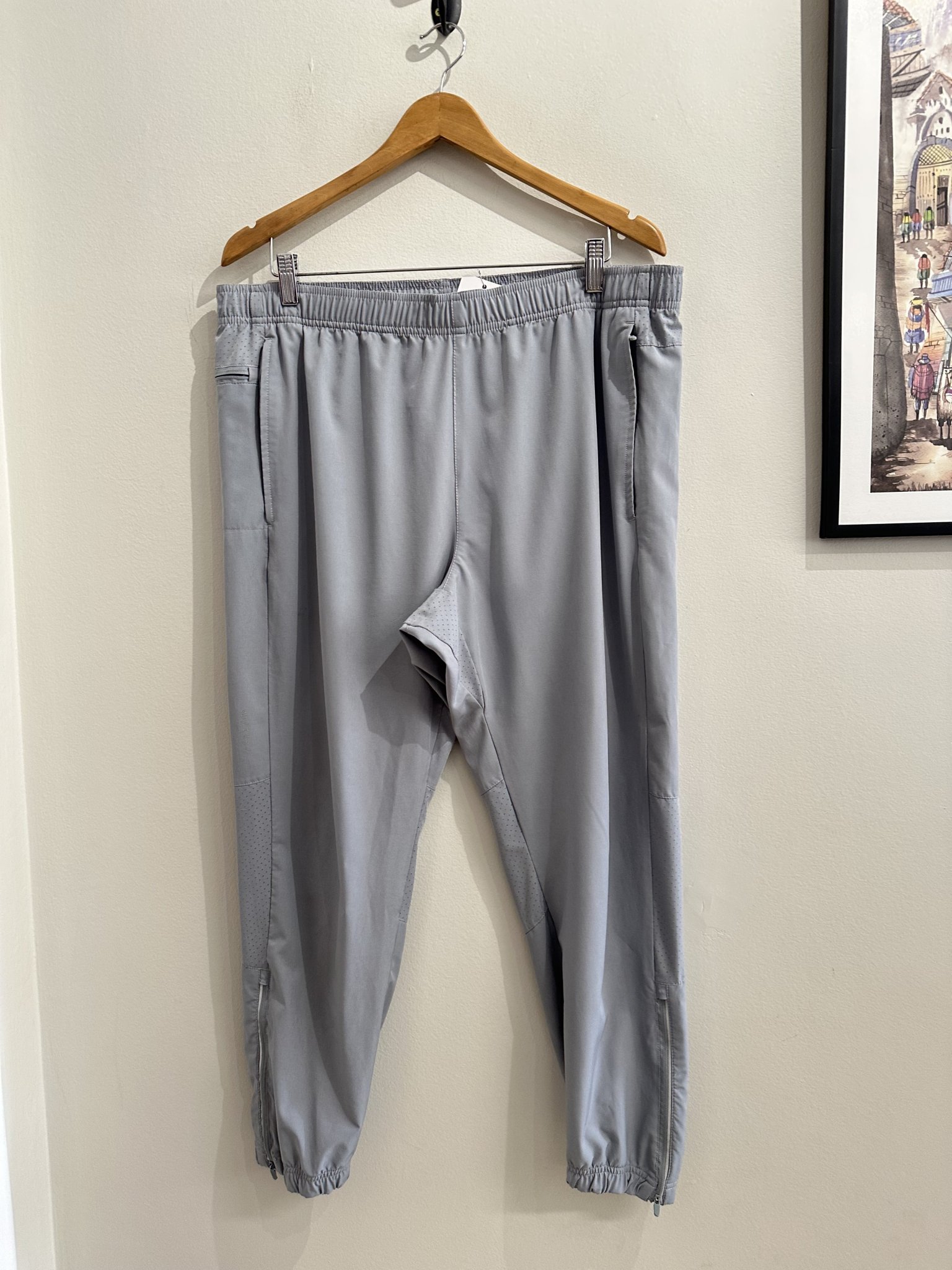 Calça jogguer azul claro de tactel de cintura regulável s/marca - G/GG tamanho G/GG - foto principal