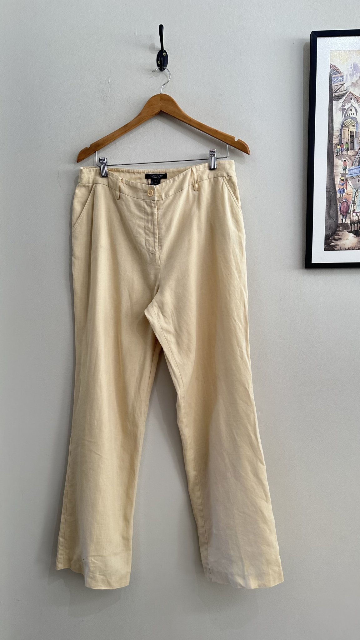 Calça pantalona amarelo manteiga Karen Kane de linho e algodão - 40/42