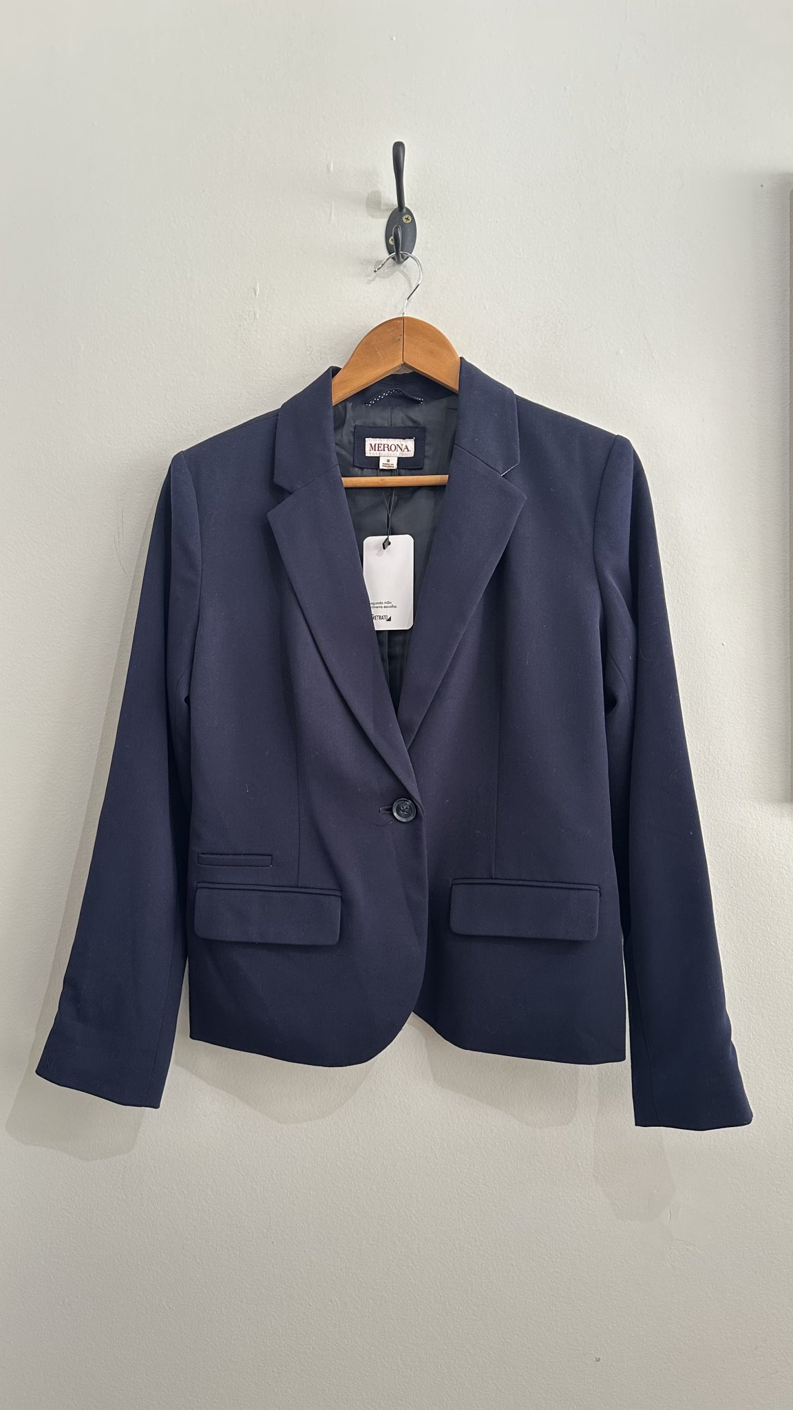 Blazer azul marinho fecho de um botão Merona - 38/40