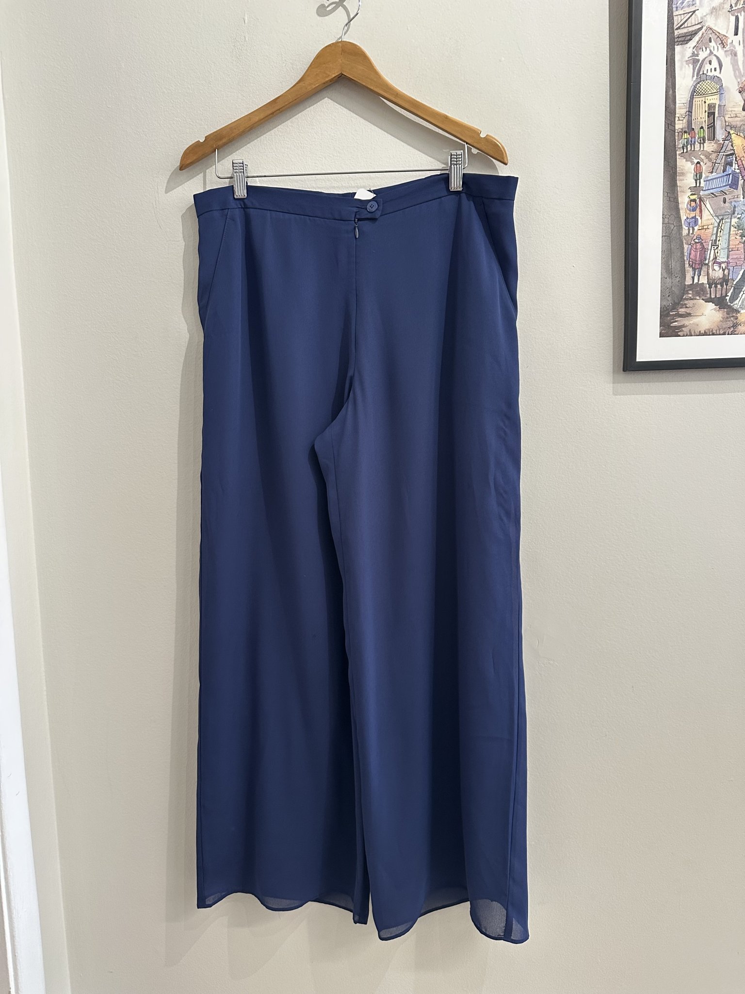 Calça pantalona azul marinho musselina s/marca - M azul, azul-marinho tamanho M - foto principal