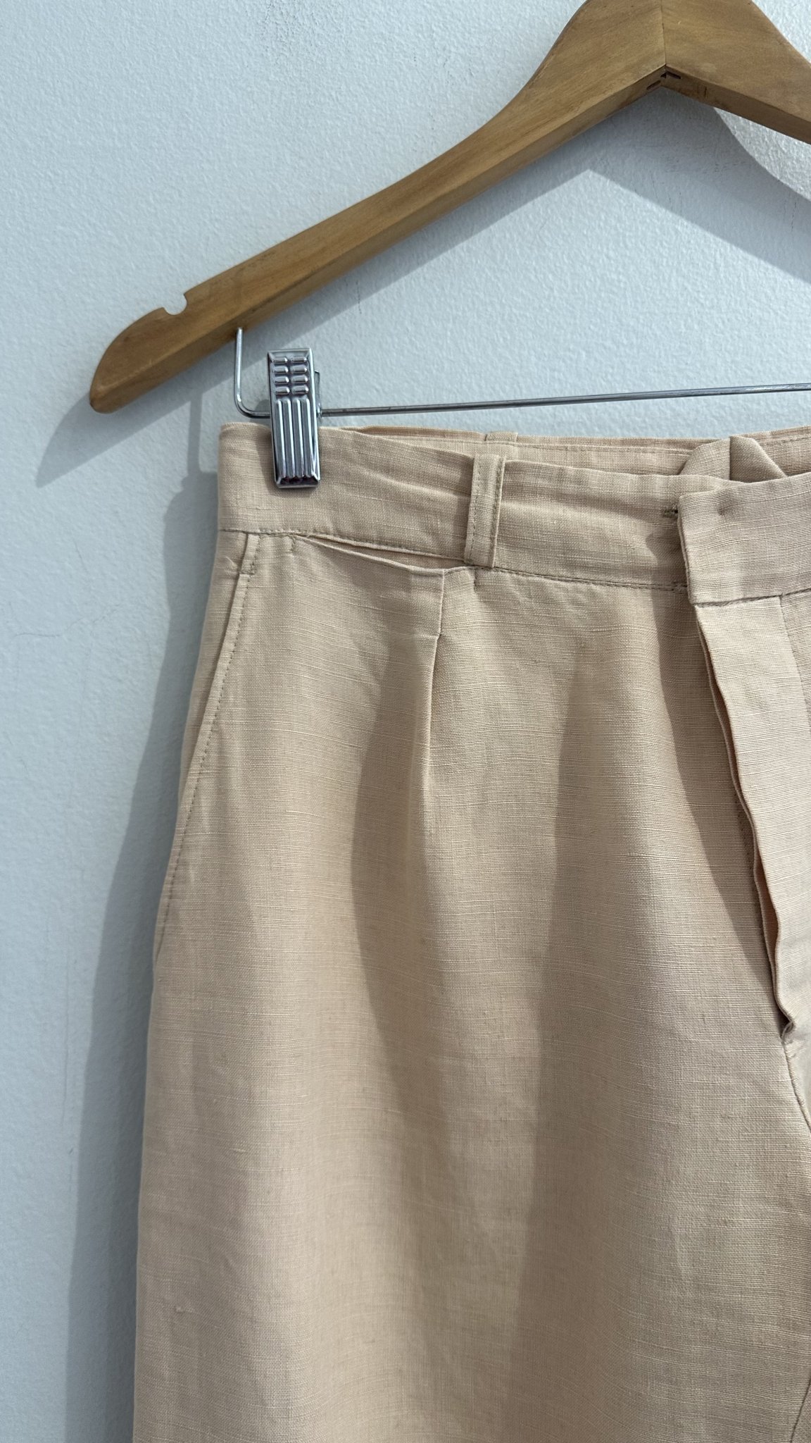 Calça alfaiataria rose de linho vintage s/marca - P Bege tamanho P - vista adicional 2