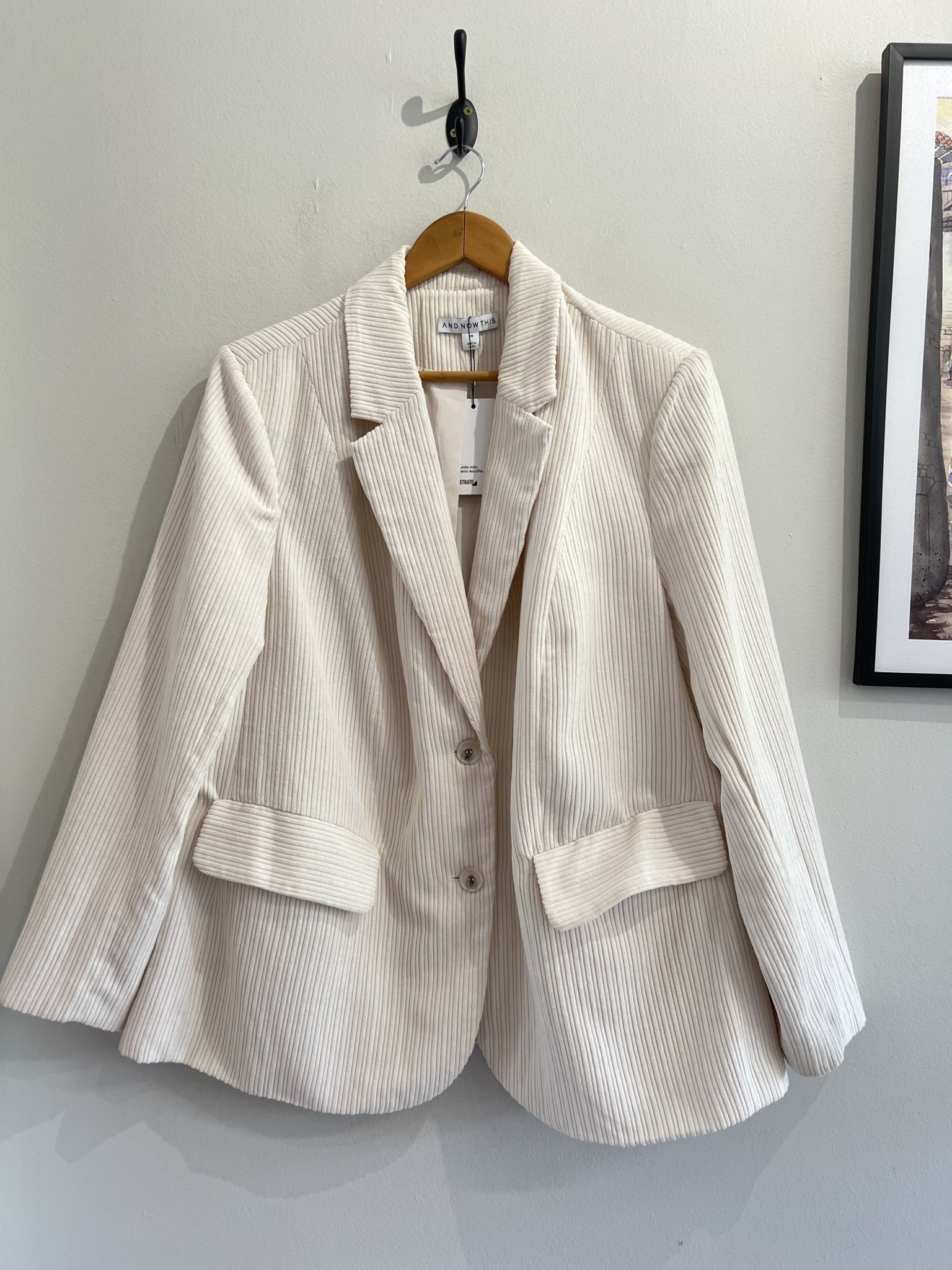 Blazer off white de veludo cotelê And Now This - GG branco tamanho GG - foto principal