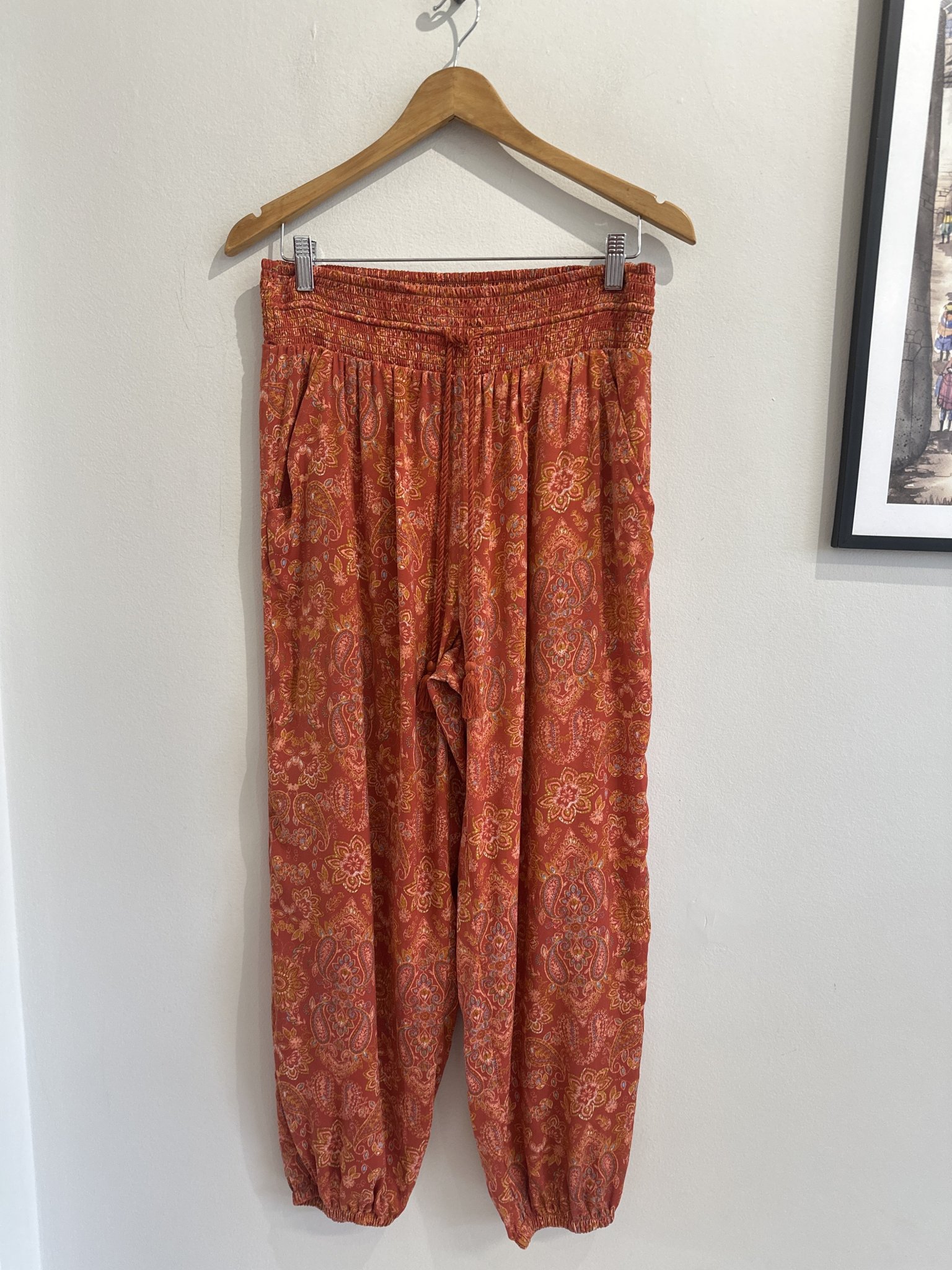 Calça mix de estampa terracota indiana de cintura regulável Aerie - G tamanho G - foto principal