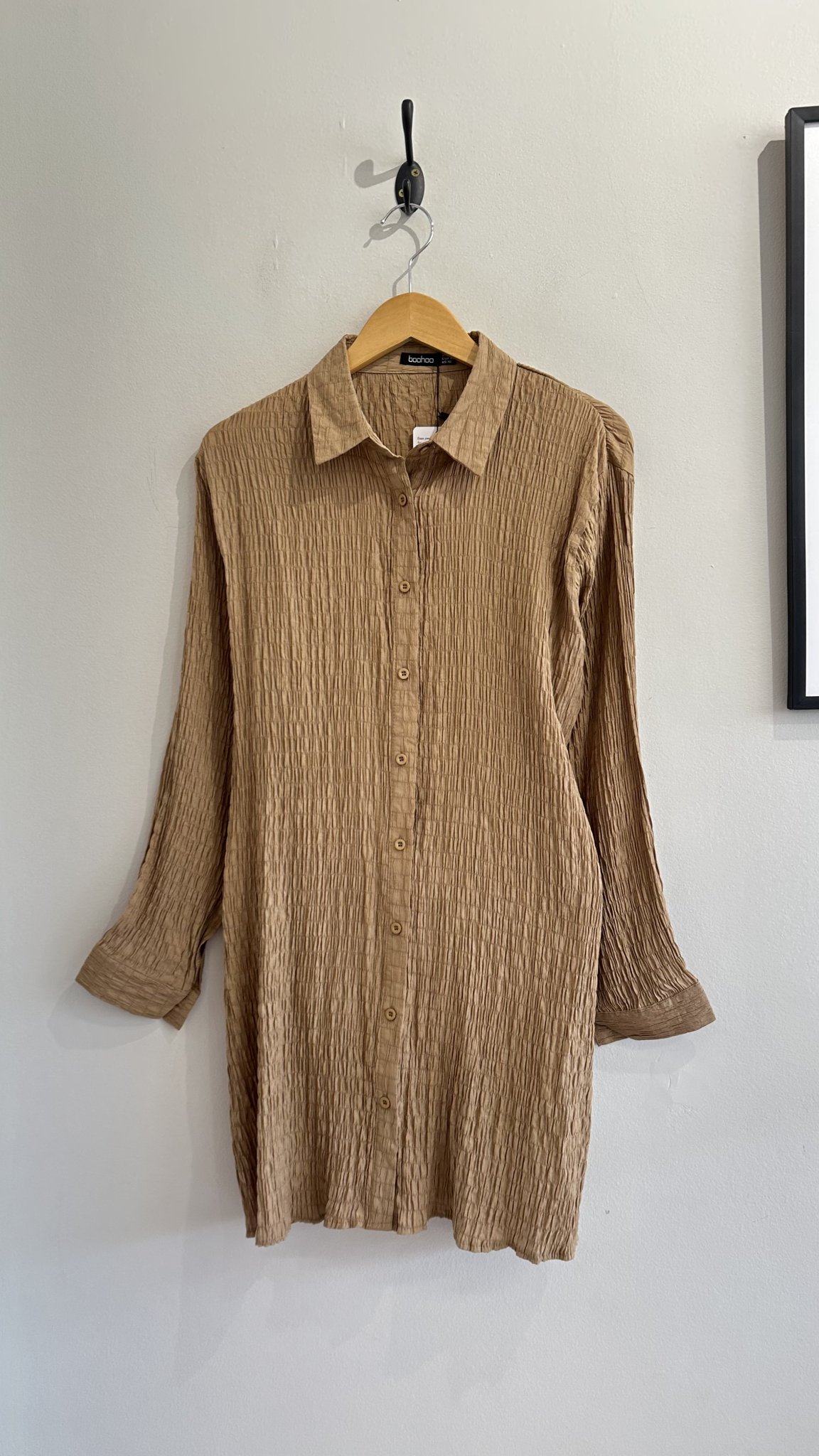 Chemise verde oliva texturizada m/longa Boohoo - M tamanho M - foto principal