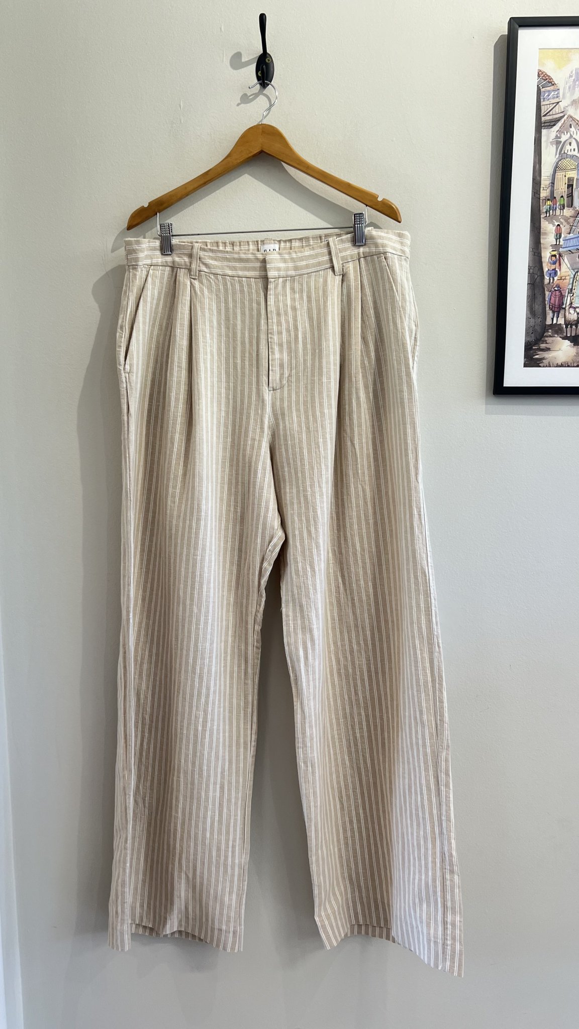 Calça alfaiataria bege e branco de linho e algodão Gap - 46/48 branco, bege tamanho 46/48 - foto principal