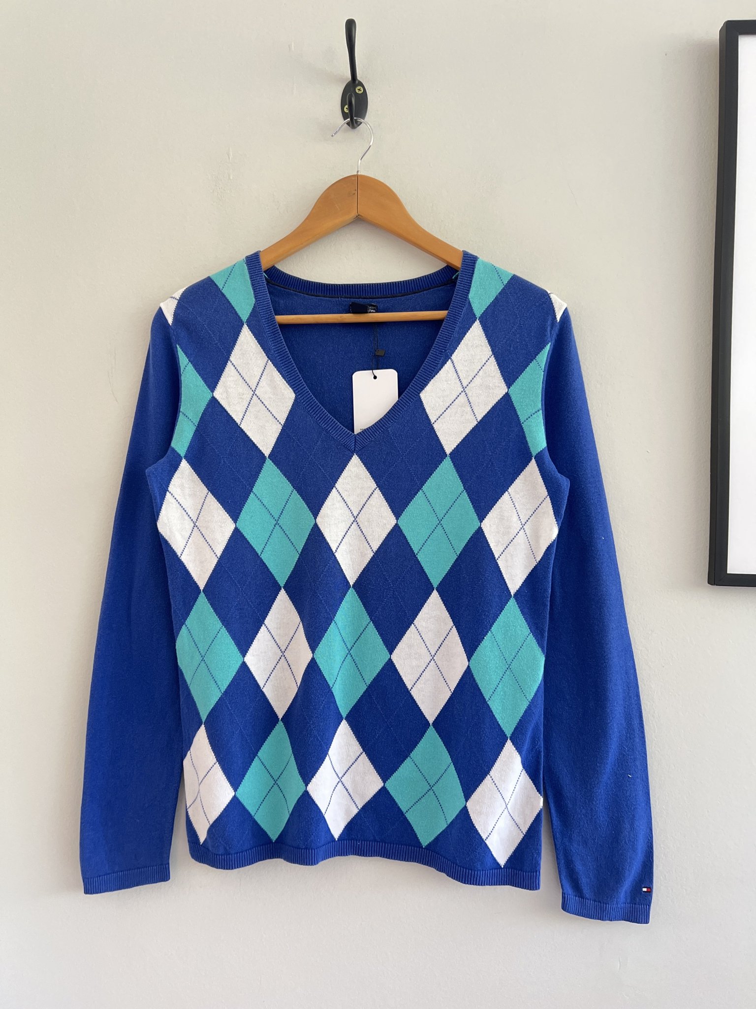 Suéter xadrez azul m/longa Tommy Hilfiger - M tamanho M - foto principal