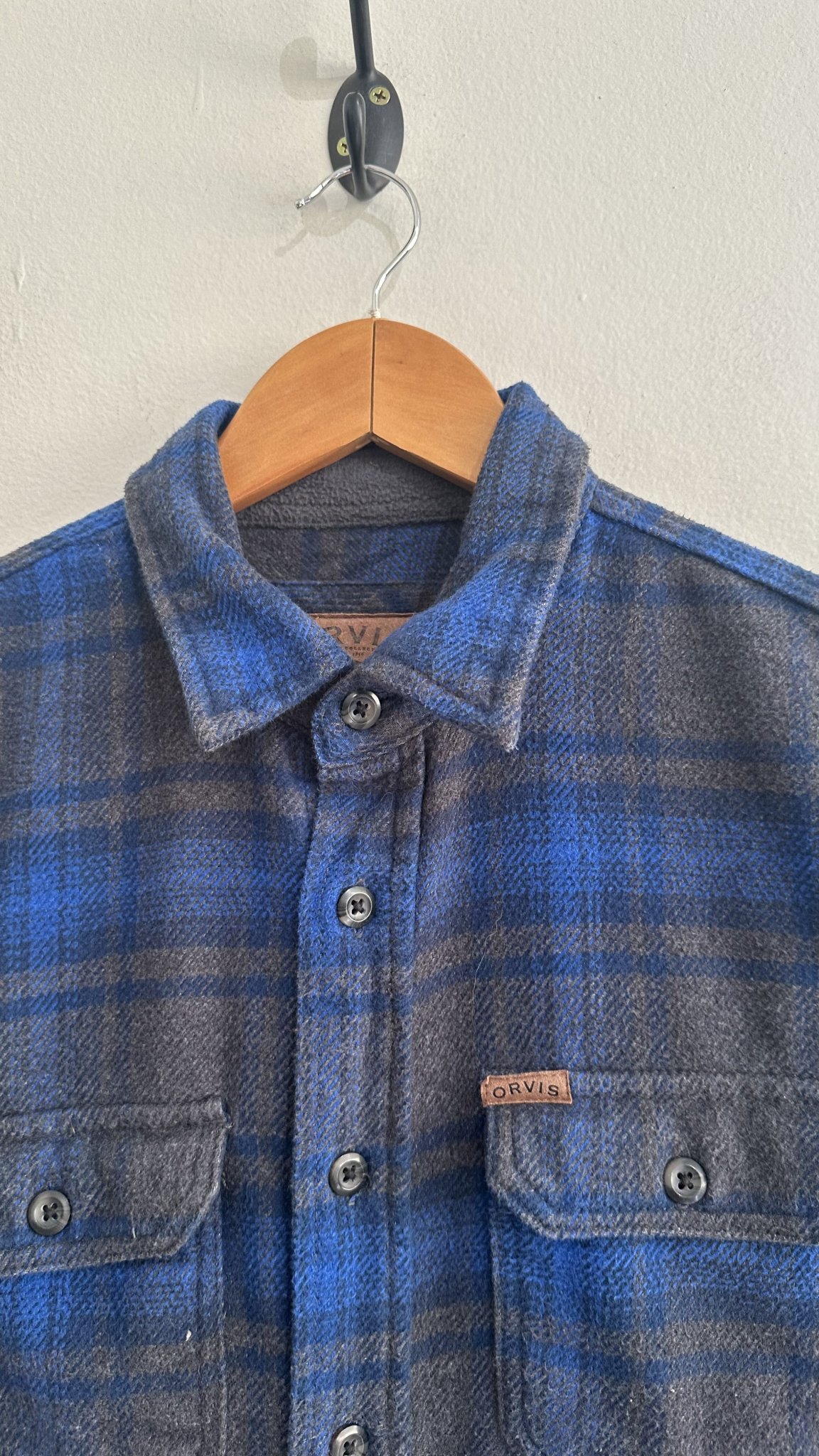 Camisa xadrez azul escuro m/longa Orvis - P tamanho P - vista adicional 3