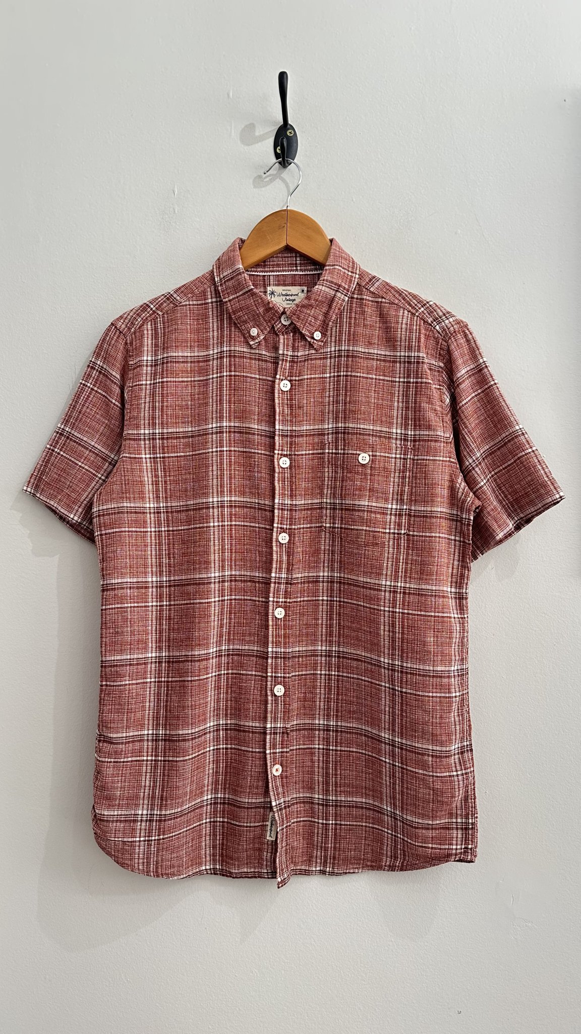 Camisa xadrez marrom m/curta Weatherproof Vintage de linho e algodão - G tamanho G - foto principal