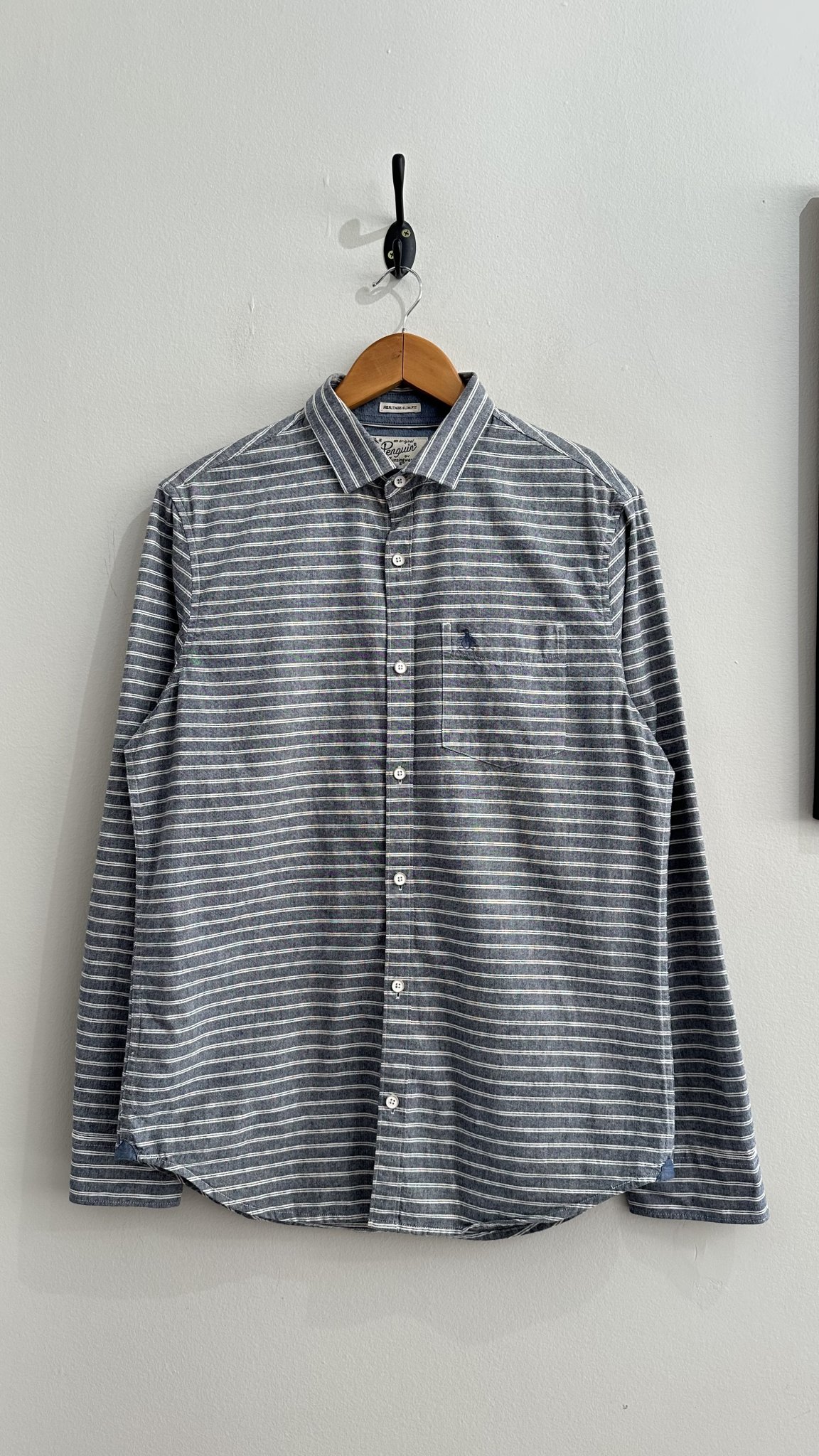 Camisa listrada azul m/longa Penguin - M tamanho M - foto principal