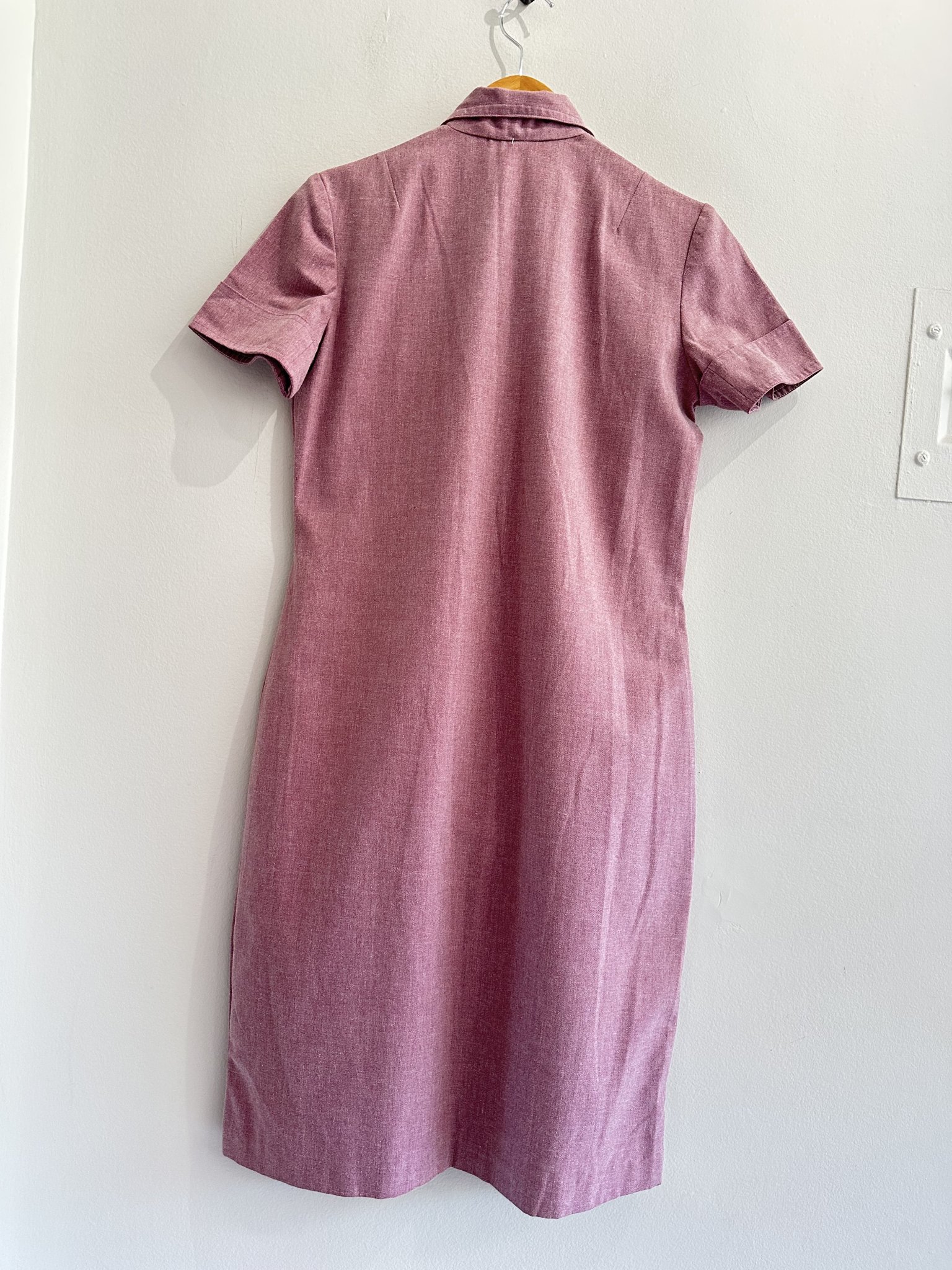 Vestido vintage rosa queimado em sarja algodoada - foto principal