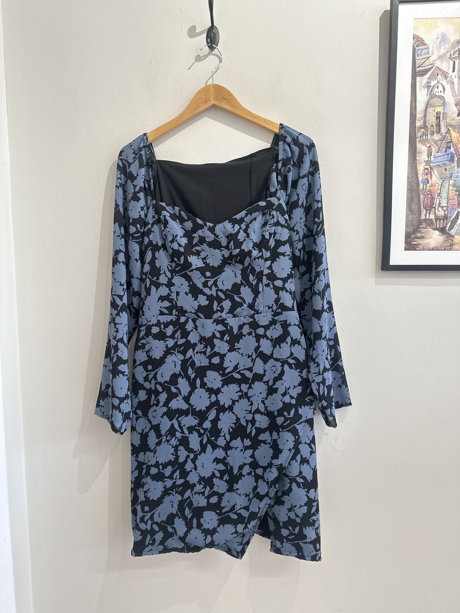 Vestido estampado azul floral, M - foto principal