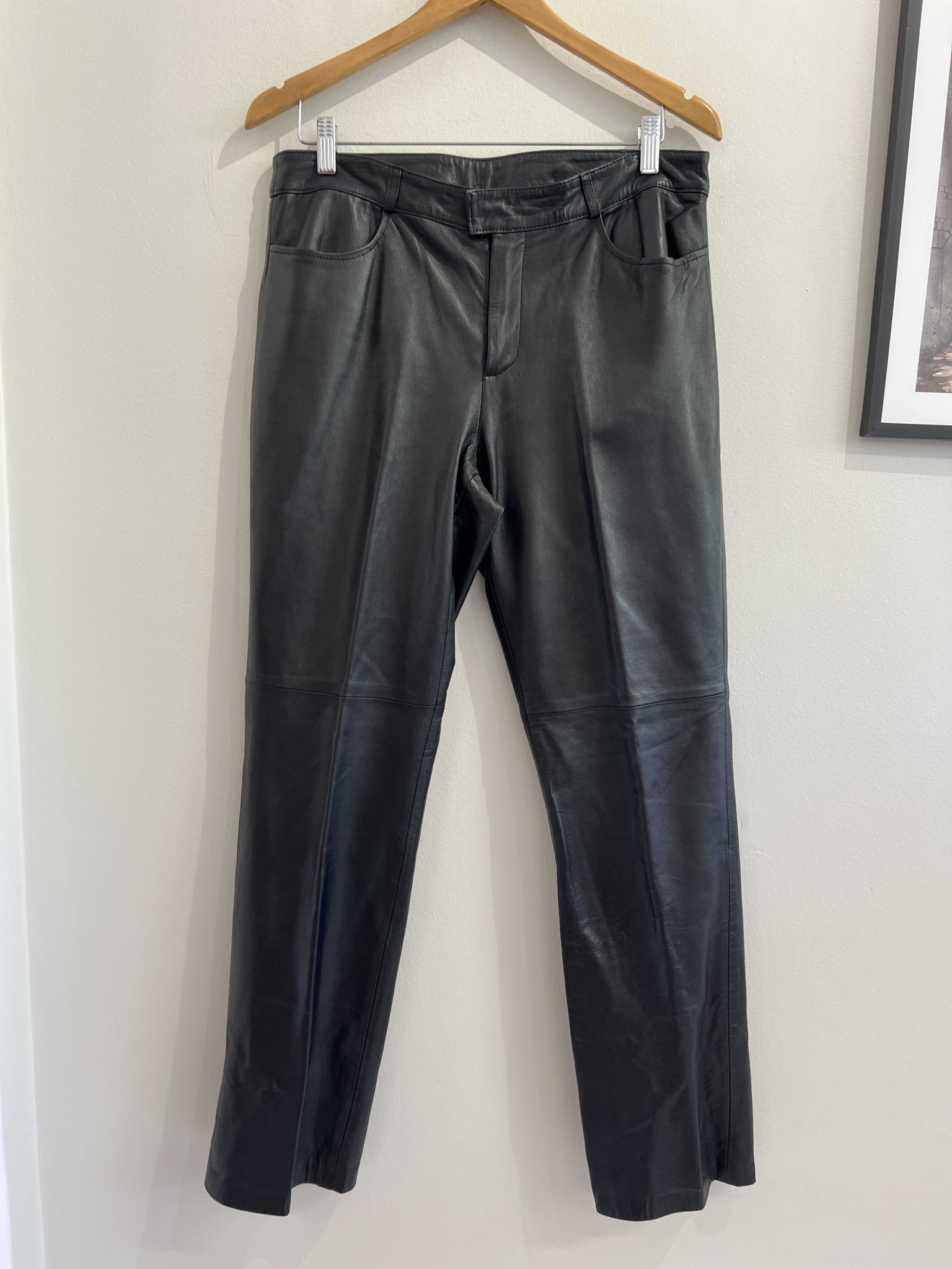 Calça reta preta de couro NIC - 40 Preto tamanho 40 - foto principal