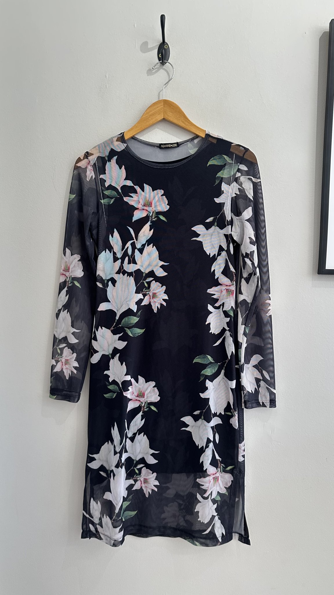 Vestido midi preto de tule floral m/longa Agarre & Use - M tamanho M - foto principal