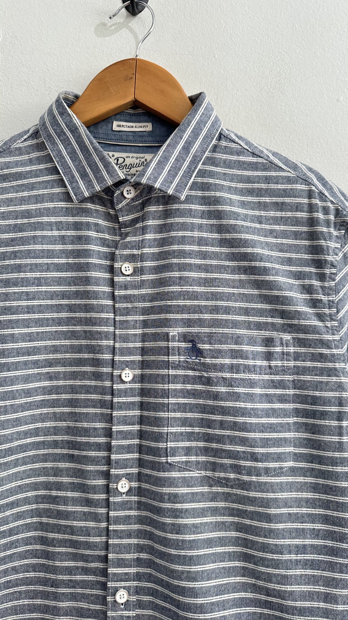 Camisa listrada azul m/longa Penguin - M tamanho M - vista adicional 2