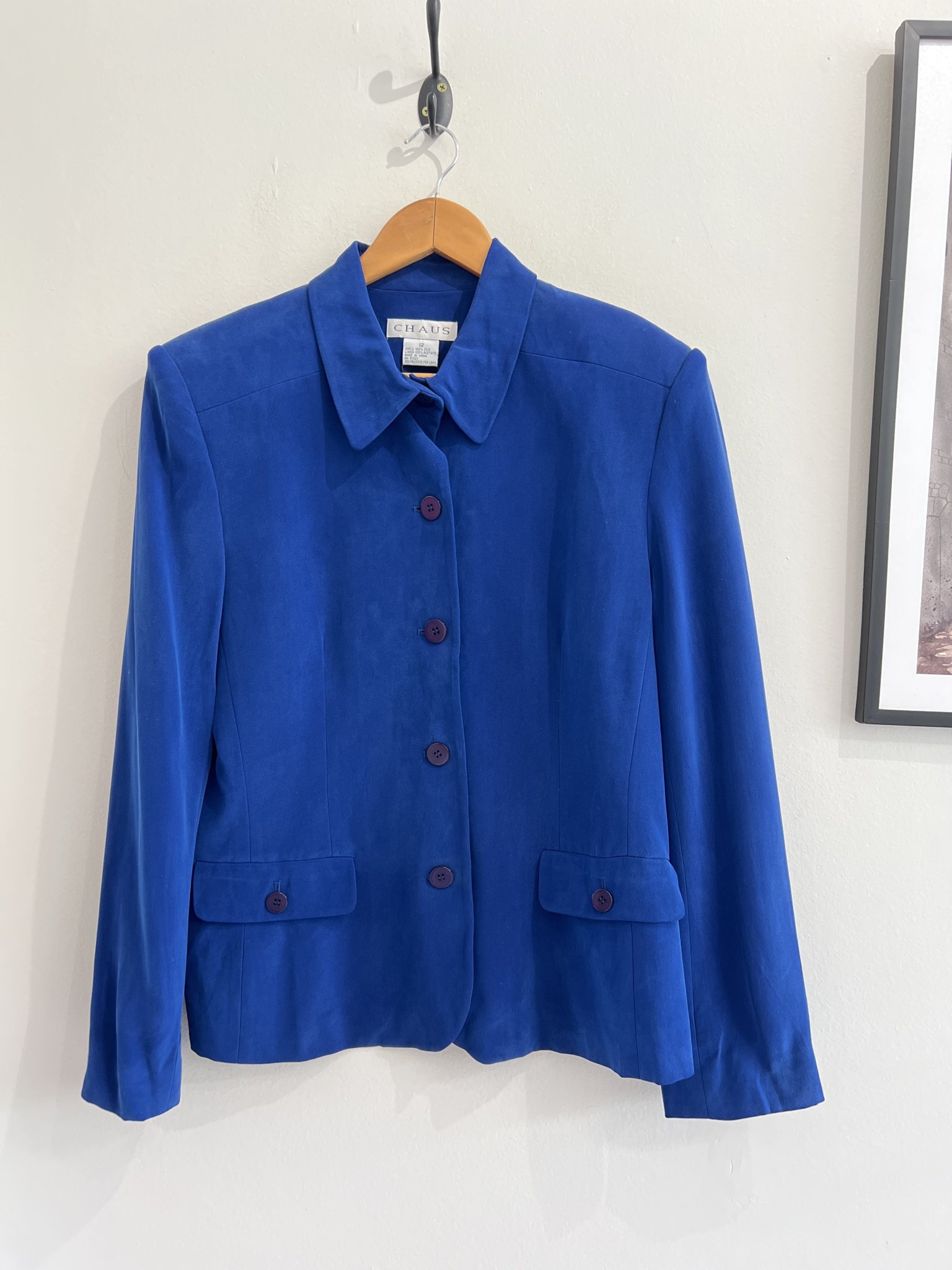 Blazer azul royal Ralph Lauren de seda suede - 42 tamanho 42 - foto principal